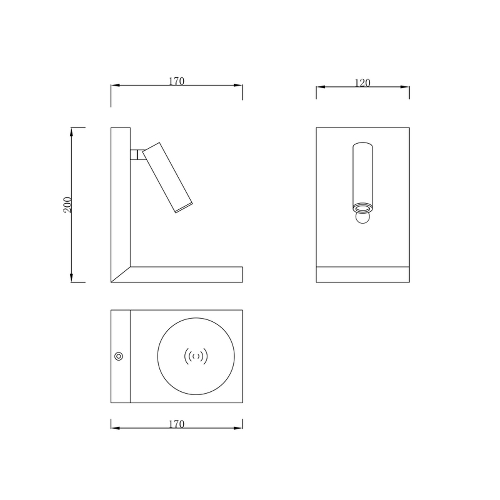 ZANZIBAR * LED WALL LAMP WHITE 3W WITH MOBILE INDUCTION CHARGER 
