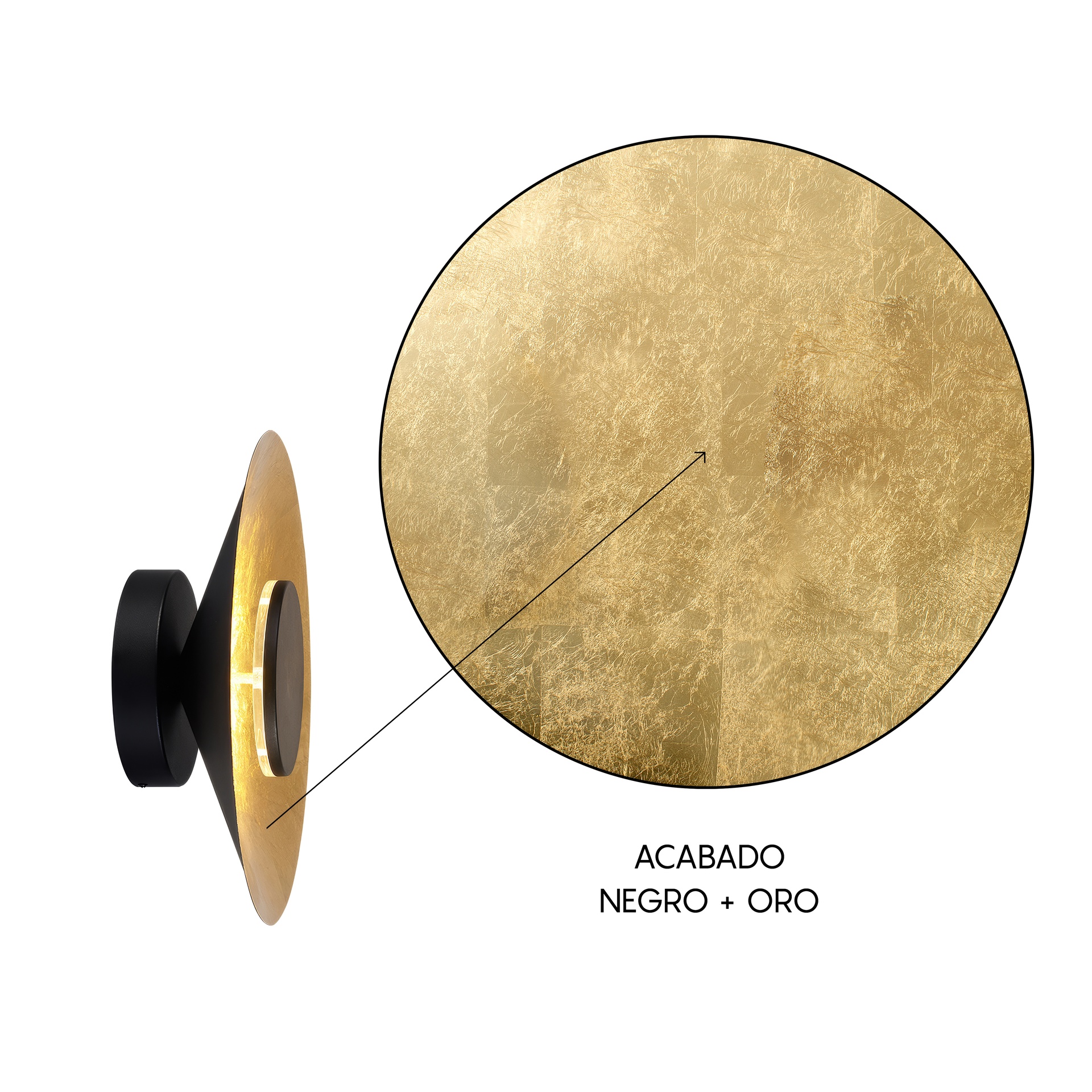ORION * APPLIQUE LED 20W 3000K NERO / PAN DE ORO