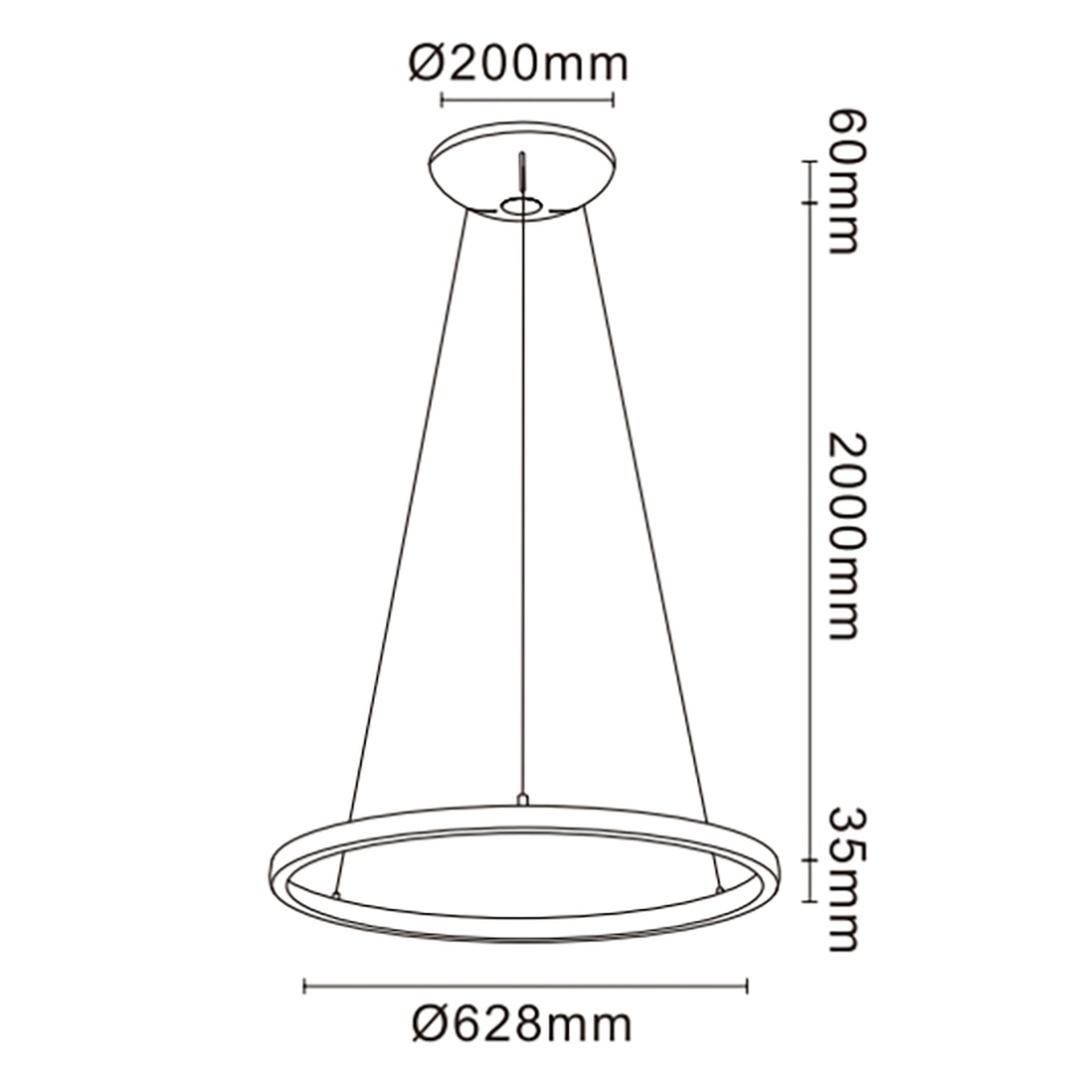 RIUMAR * LED PENDANT 40+15W D.62CM 3000K BLACK