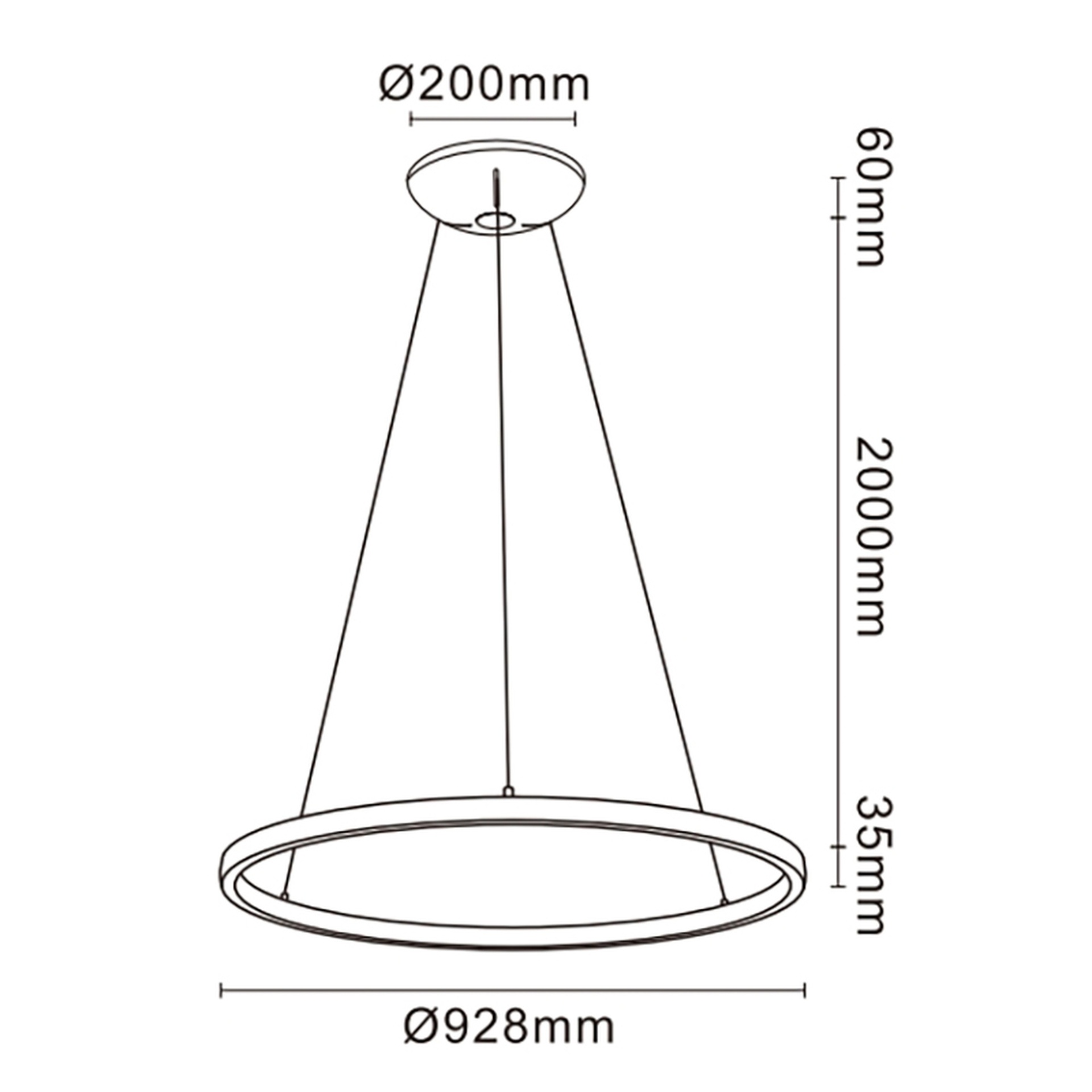 RIUMAR * LED PENDANT 60+20W D.92CM 3000K BLACK