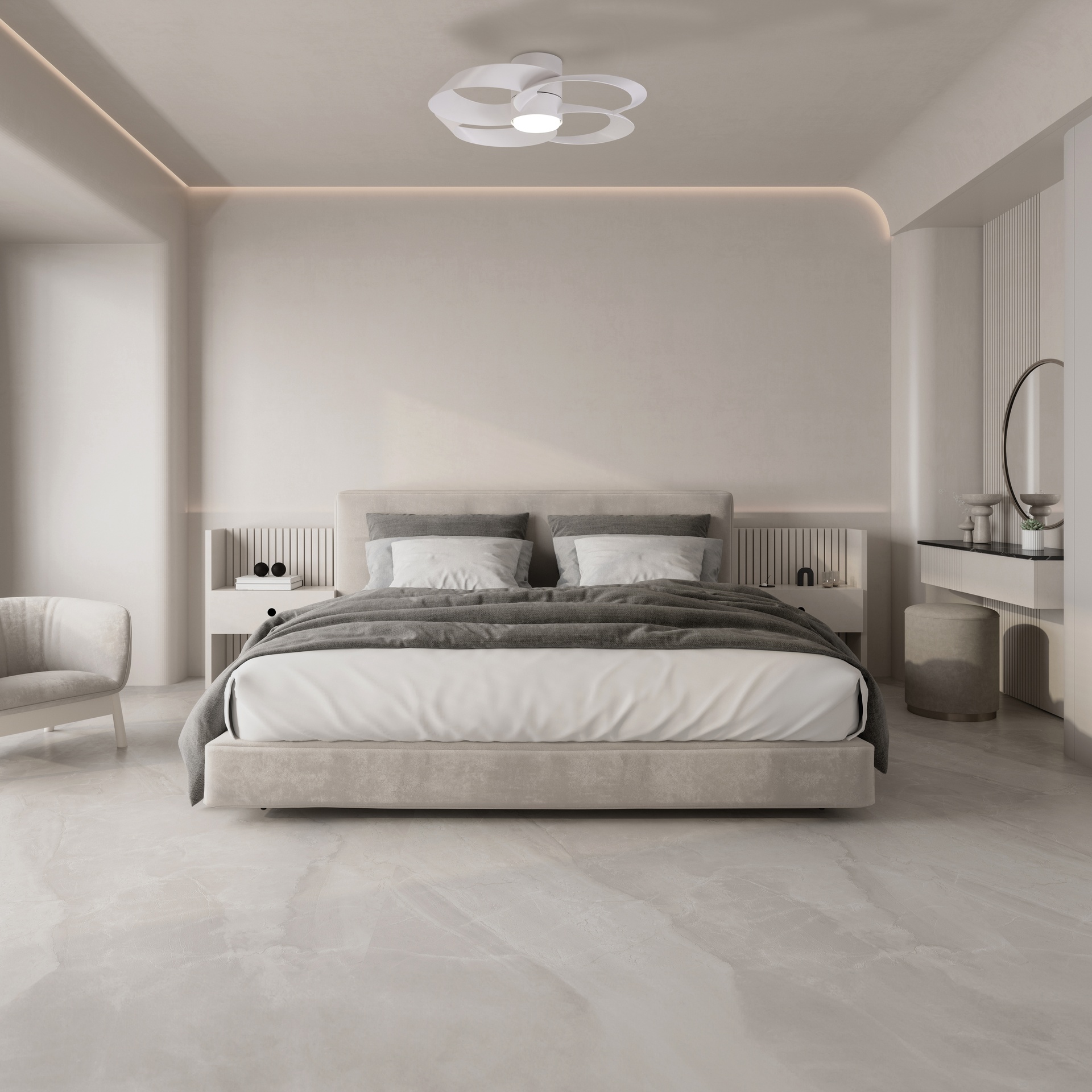 Rose · Ventilador de aspas con luz · Blanco