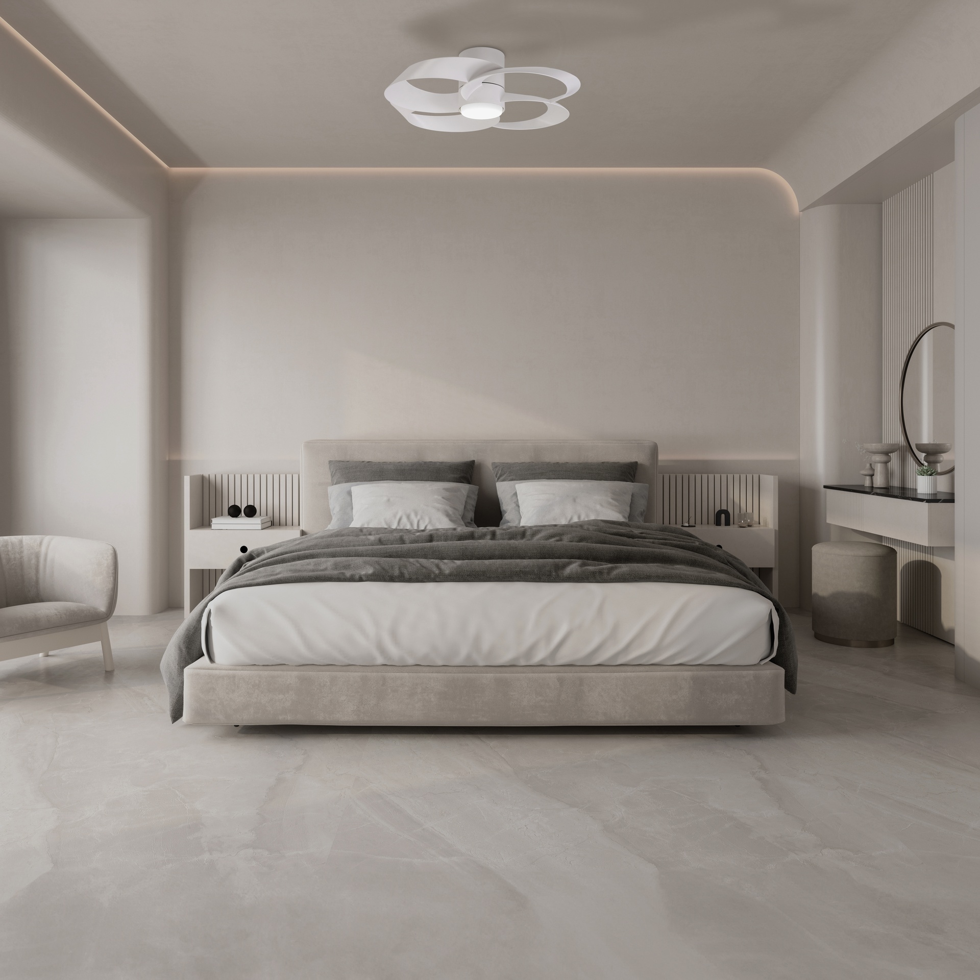 Rose · Ventilador de aspas con luz · Blanco