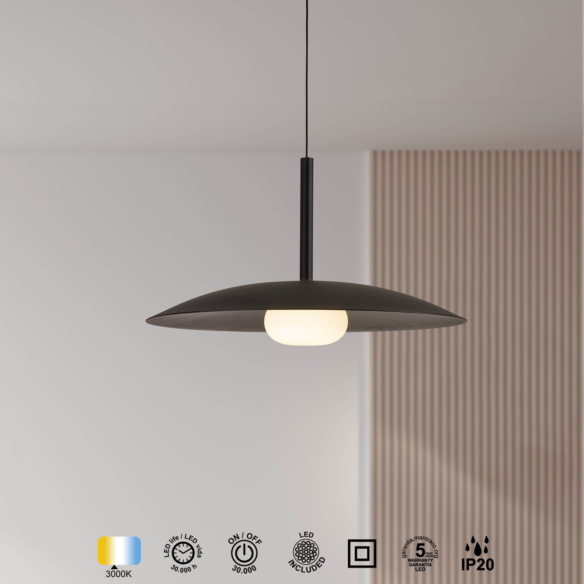 LIDIA * LED PENDANT 1L 12W  - BLACK