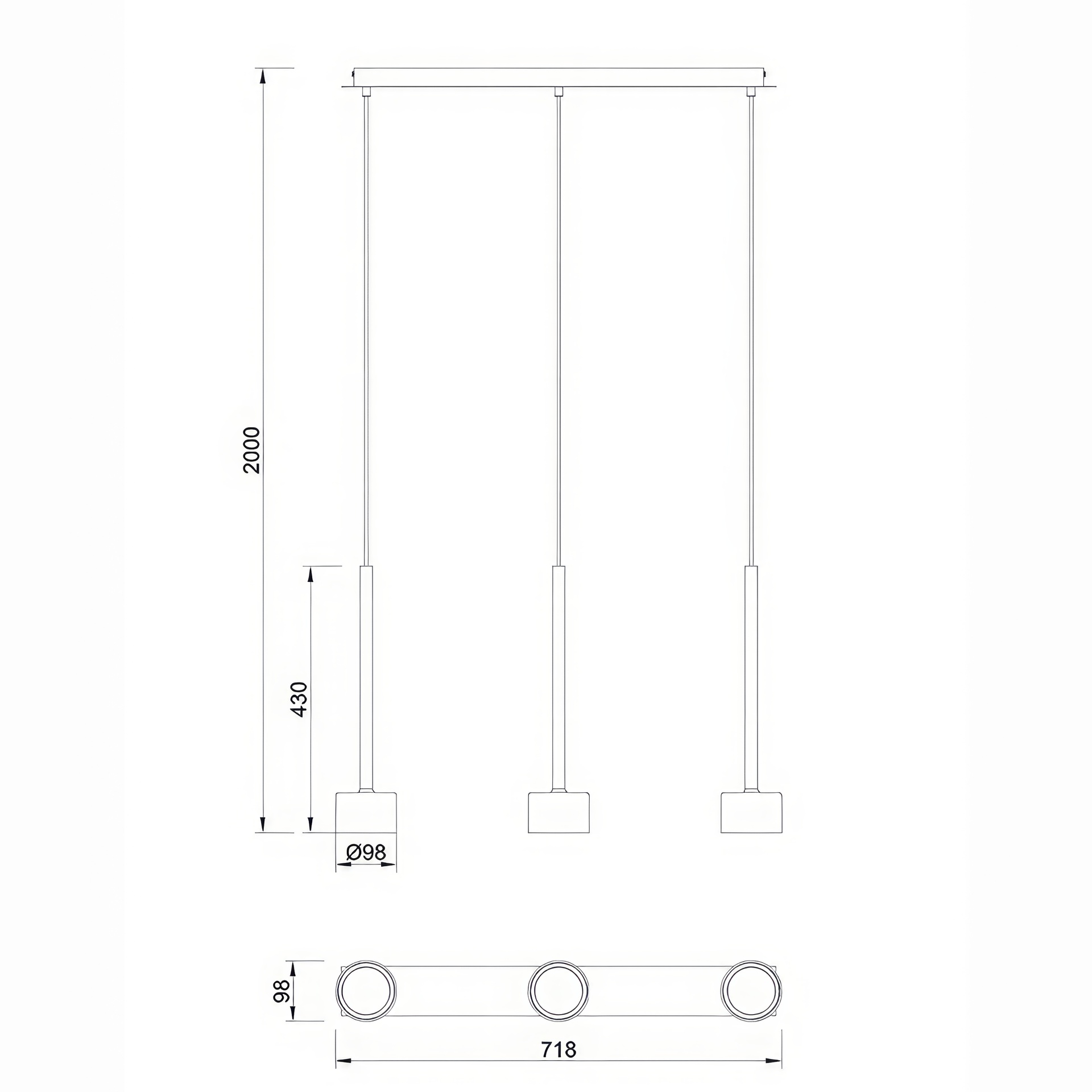 TONIC * PENDANT 3L LINE - GX53 - BRONCE