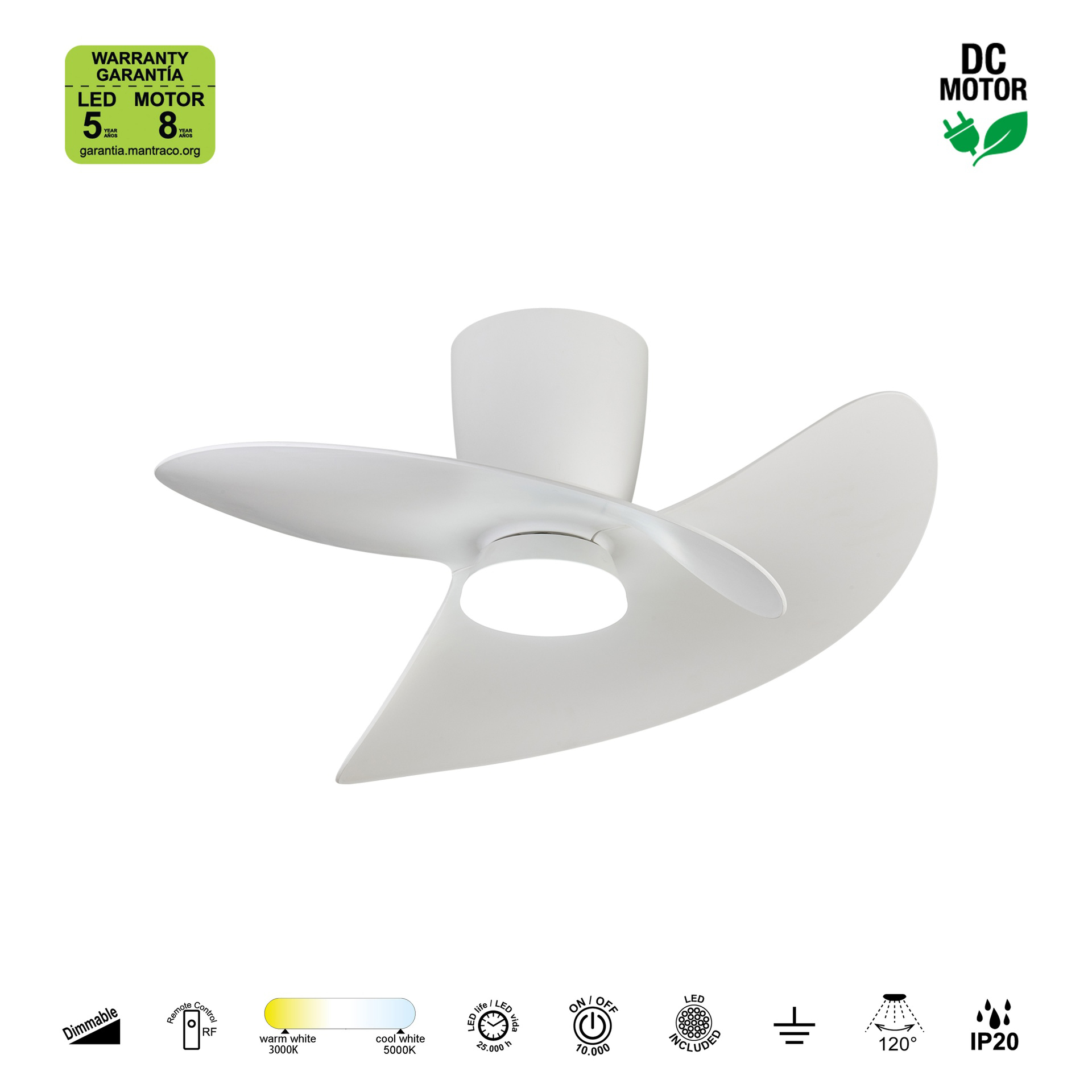 ONA * CEILING FAN  - WHITE