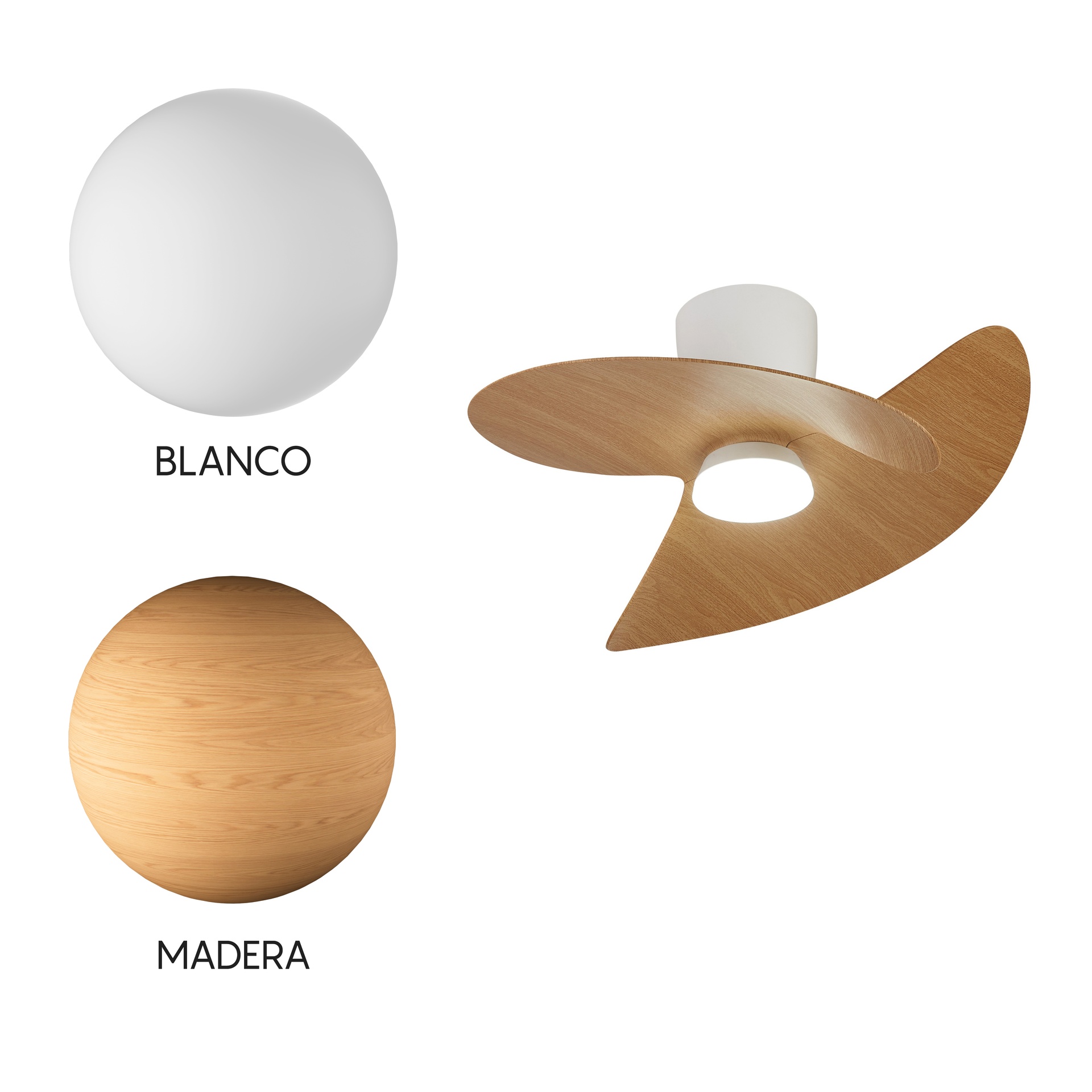 ONA * CEILING FAN  - WHITE-WOOD
