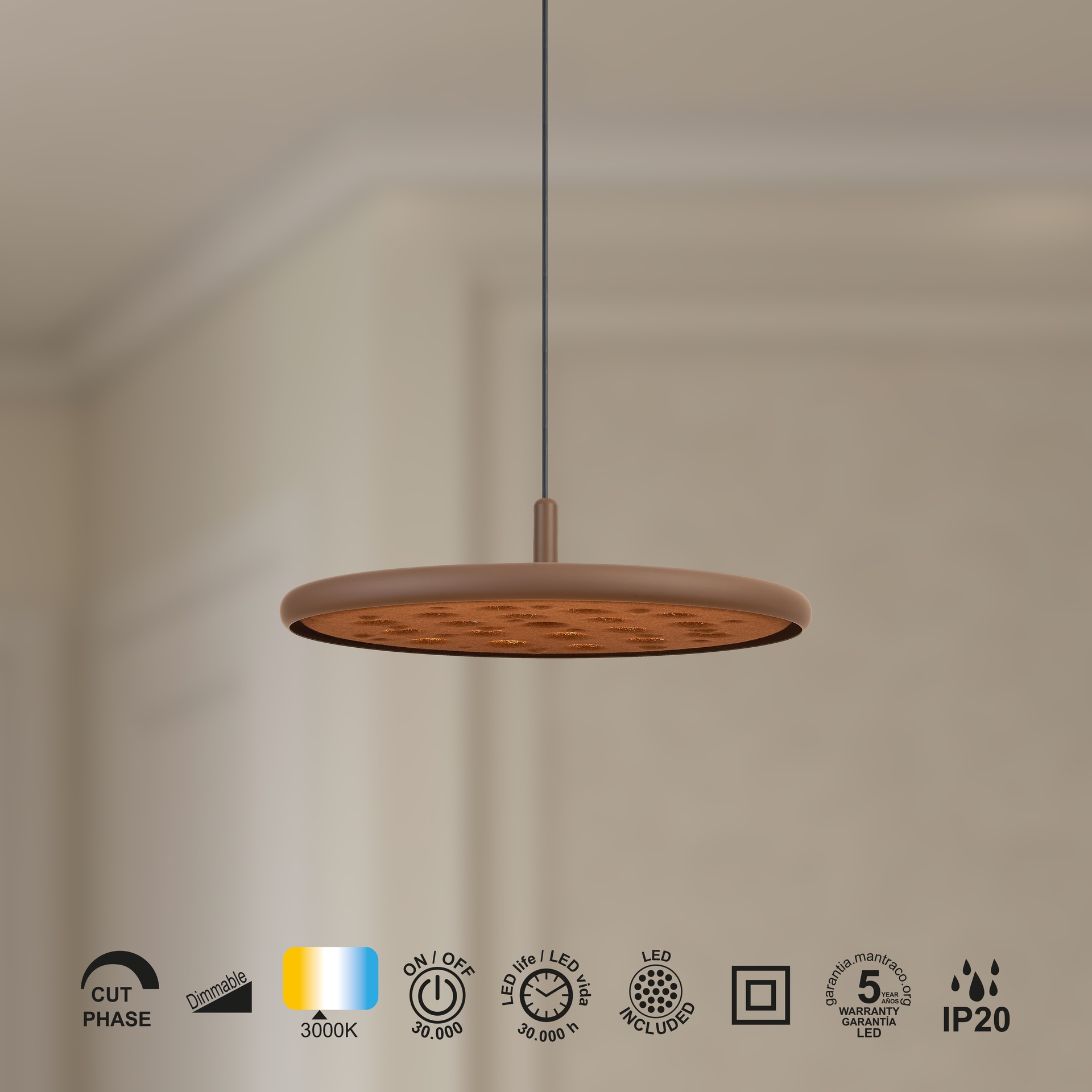 ACUSTIC * Lampada LED LED 20W - Marrone Dimmerabile TRIAC