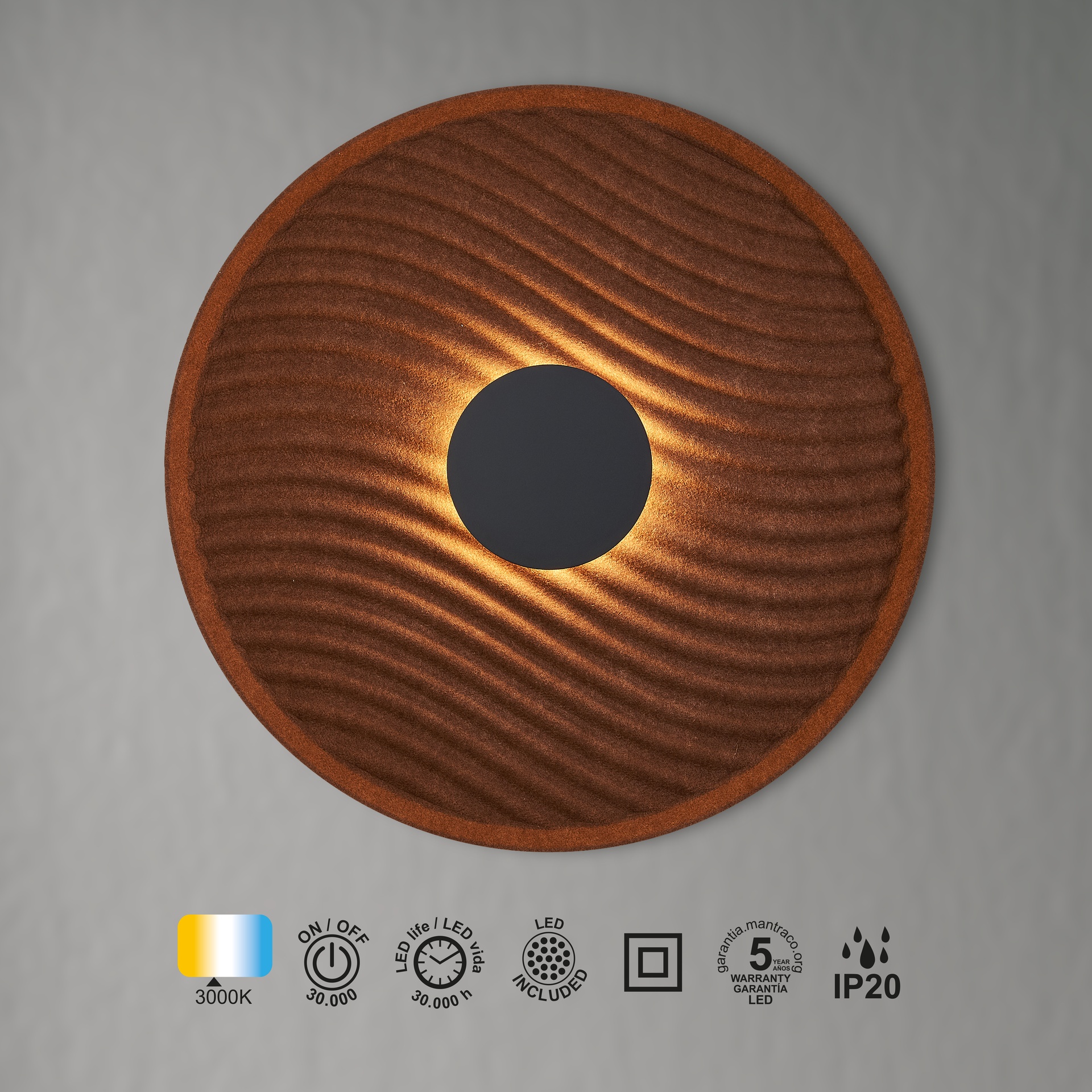 ACUSTIC * LED Wall Light 5W - 45 cm - Brown