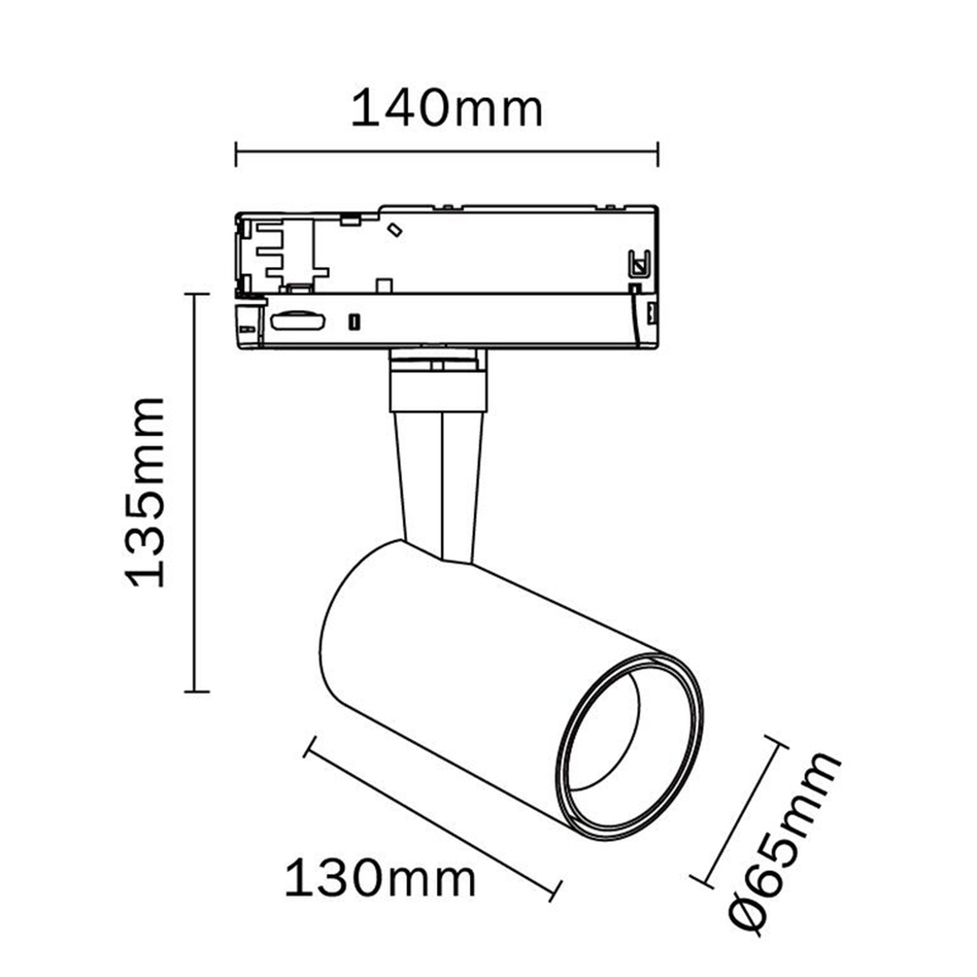 FIJI * PROJECTEUR SUR RAIL NOIR 20W 4000K