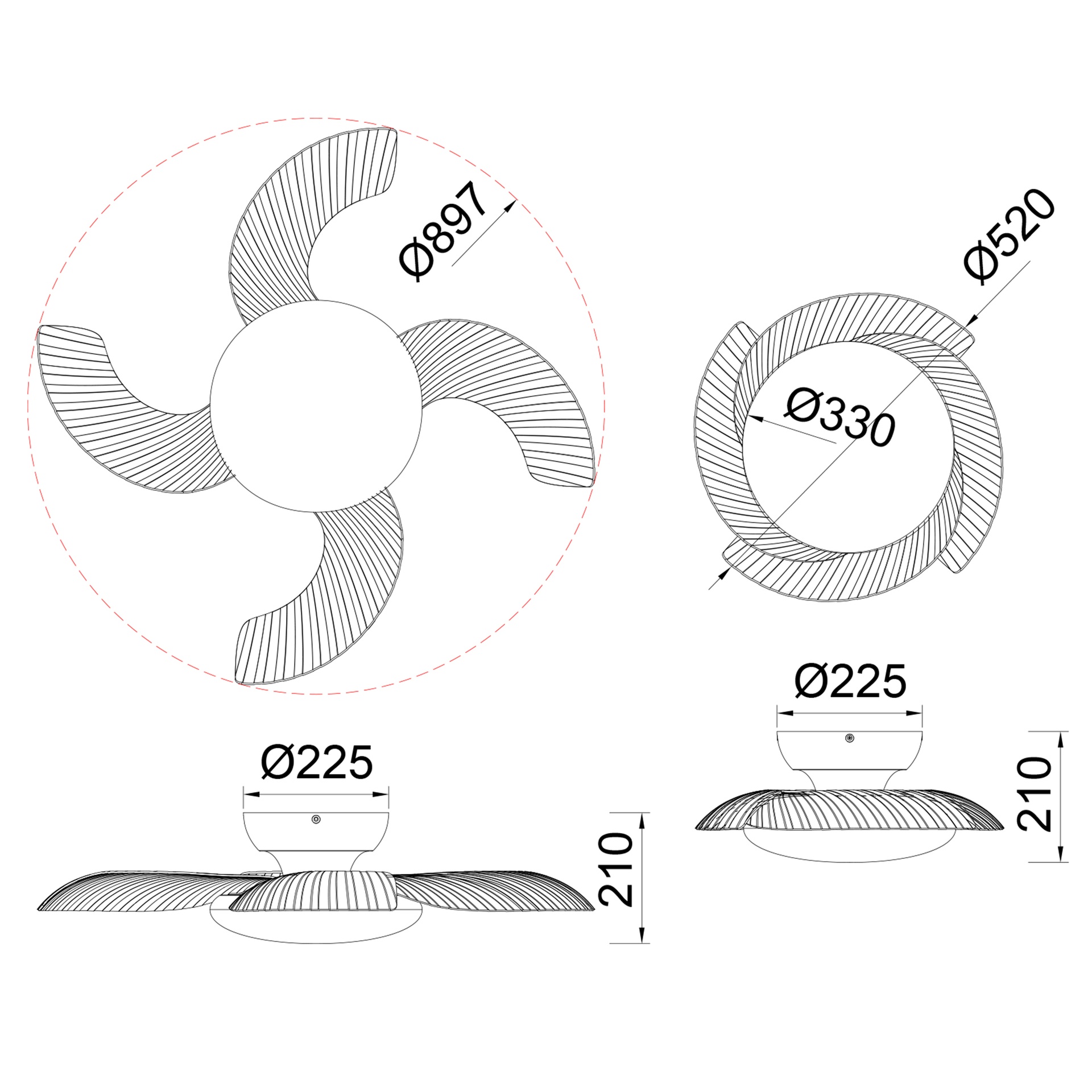 Aloha · Ventilador de aspas desplegables con luz · Blanco