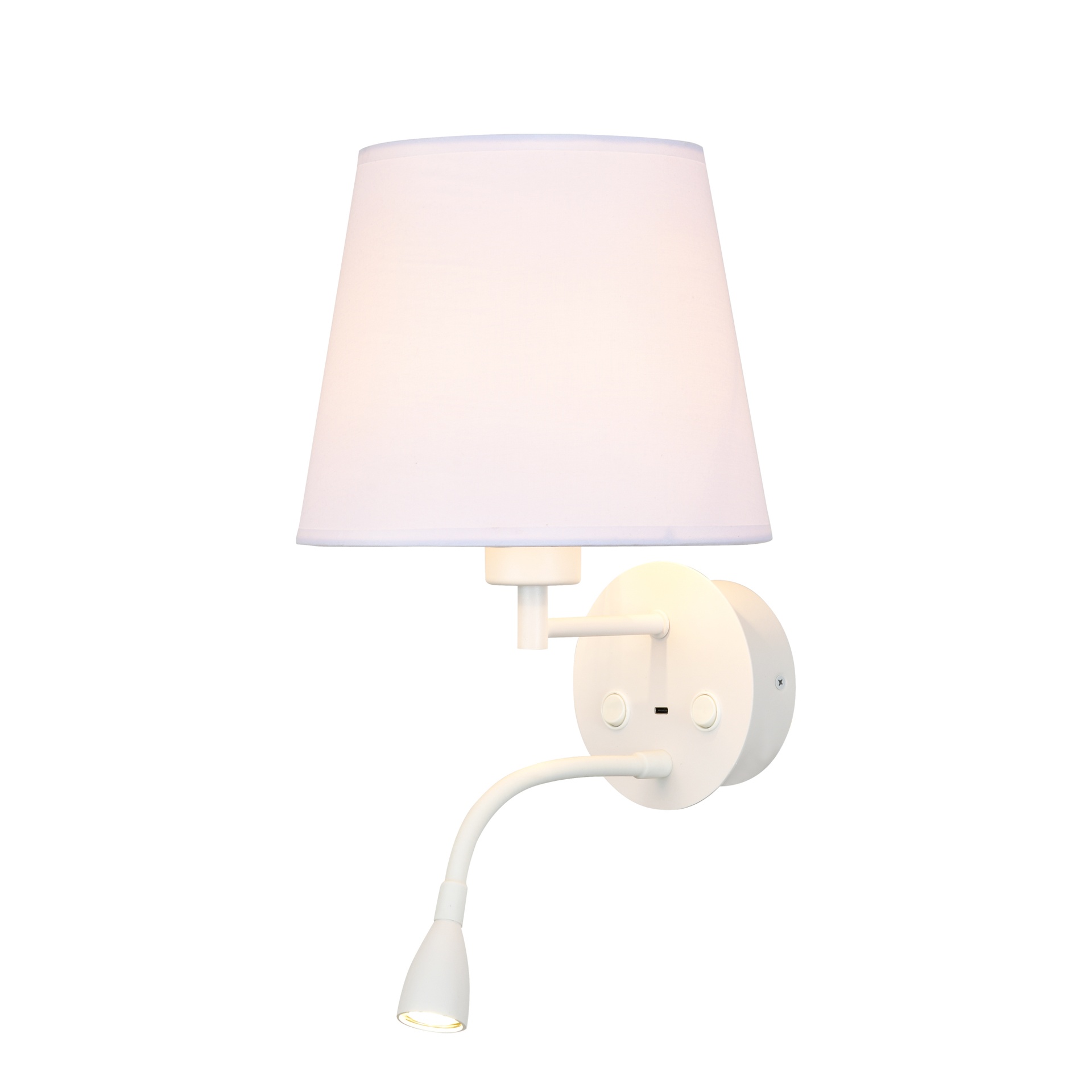 CAICOS * APPLIQUE BIANCO 1L E27+ LETTORE LED 3W 3000K + TYPE-C CHARGER