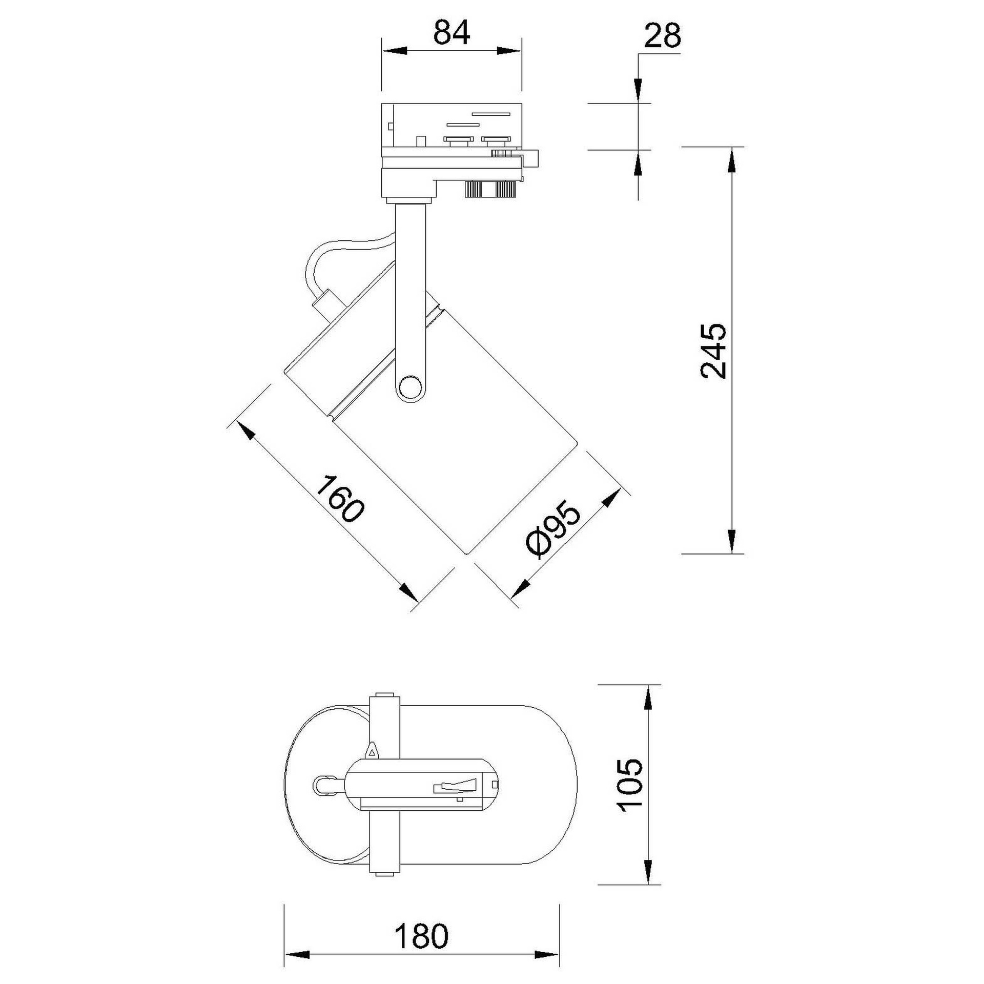 ARUBA * FOCO 1L RAIL * E27 Blanco