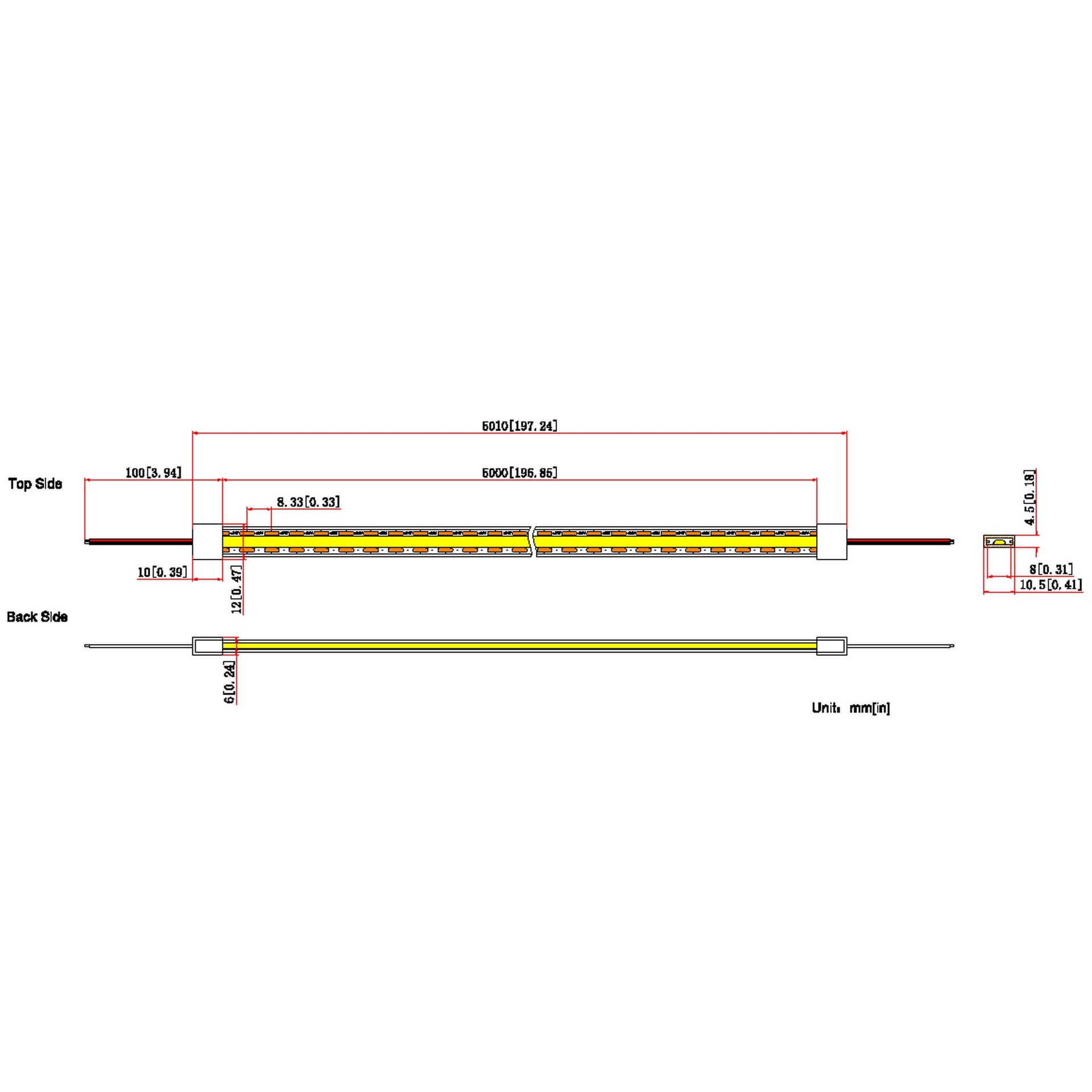 TIRAS LED STRIPS*STRIP LED 24V COB 12w/m IP65 3000K ROLL 5M