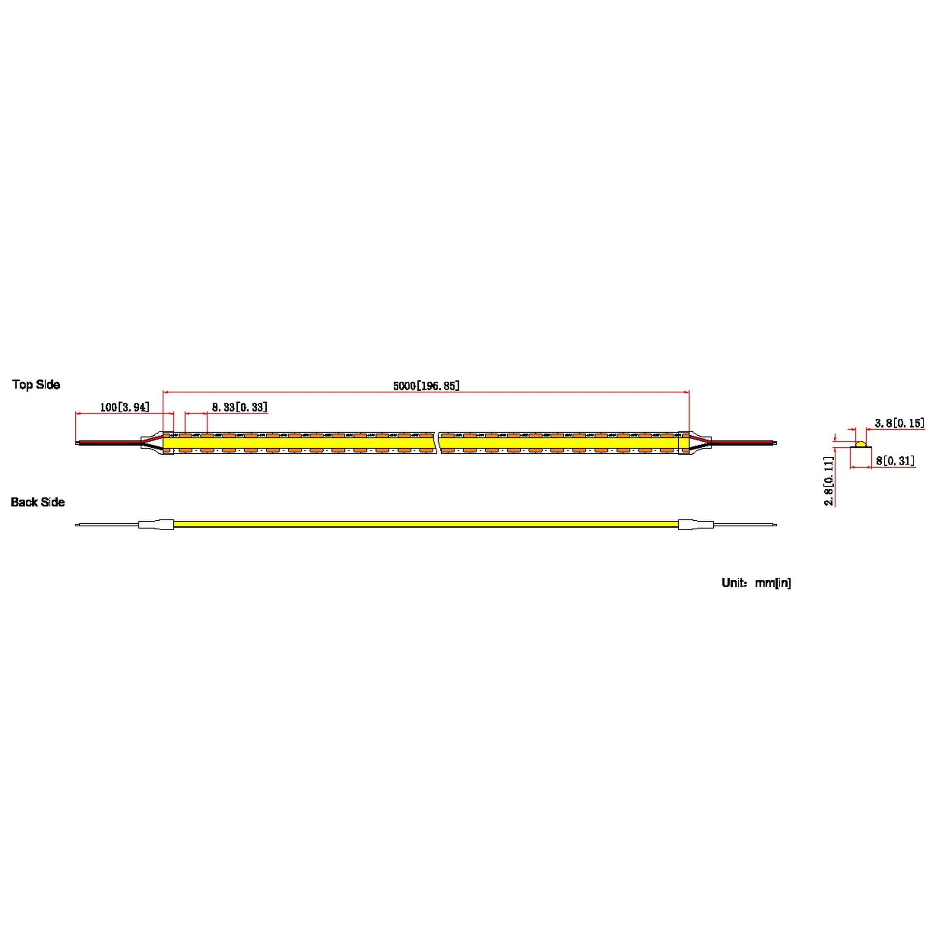 TIRAS LED STRIPS*STRIP LED 24V COB 12w/m IP20 4000K ROLL 5M
