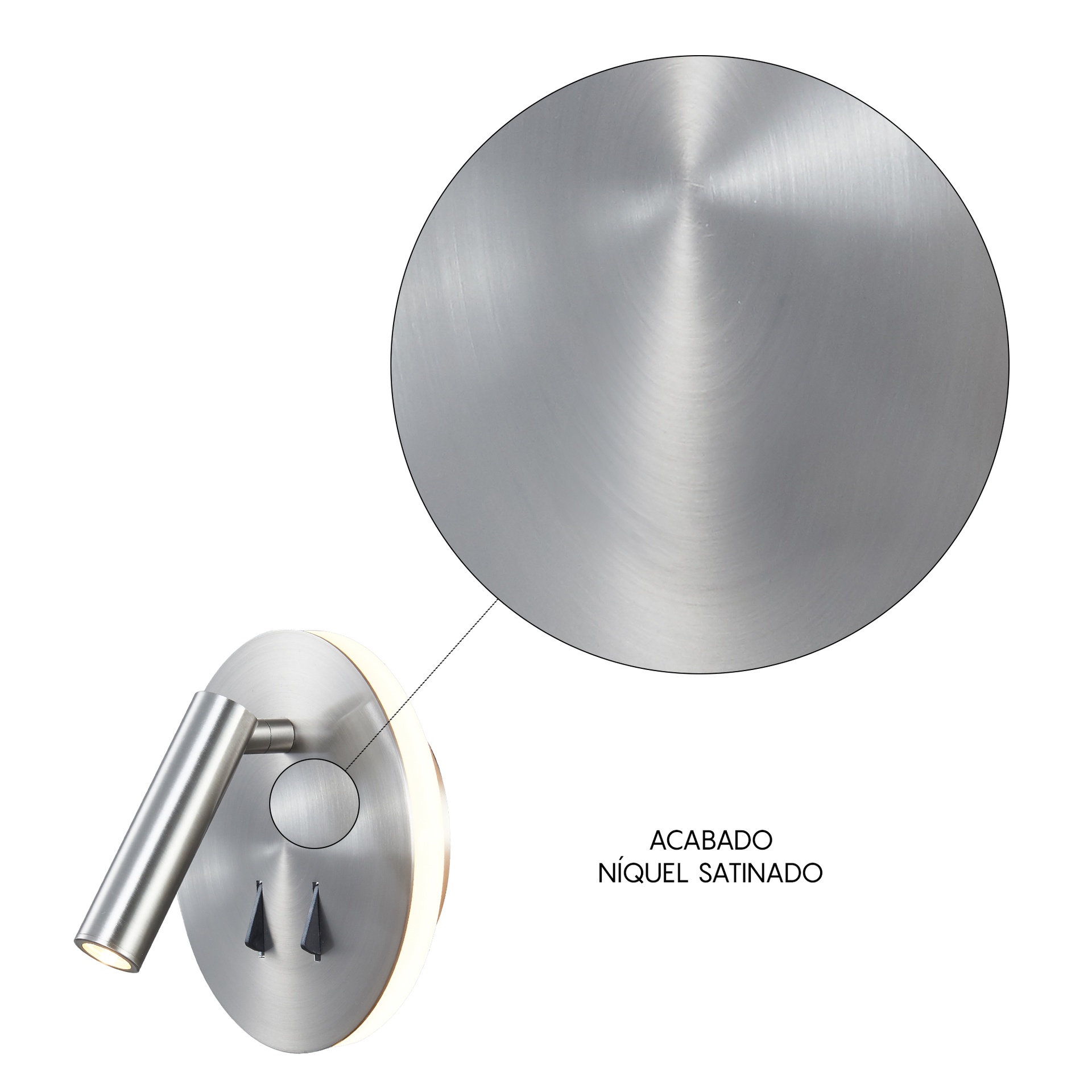 CAYMAN R* LED WALL LAMP/ READING - SATIN NICKEL  3W+6W 3000K