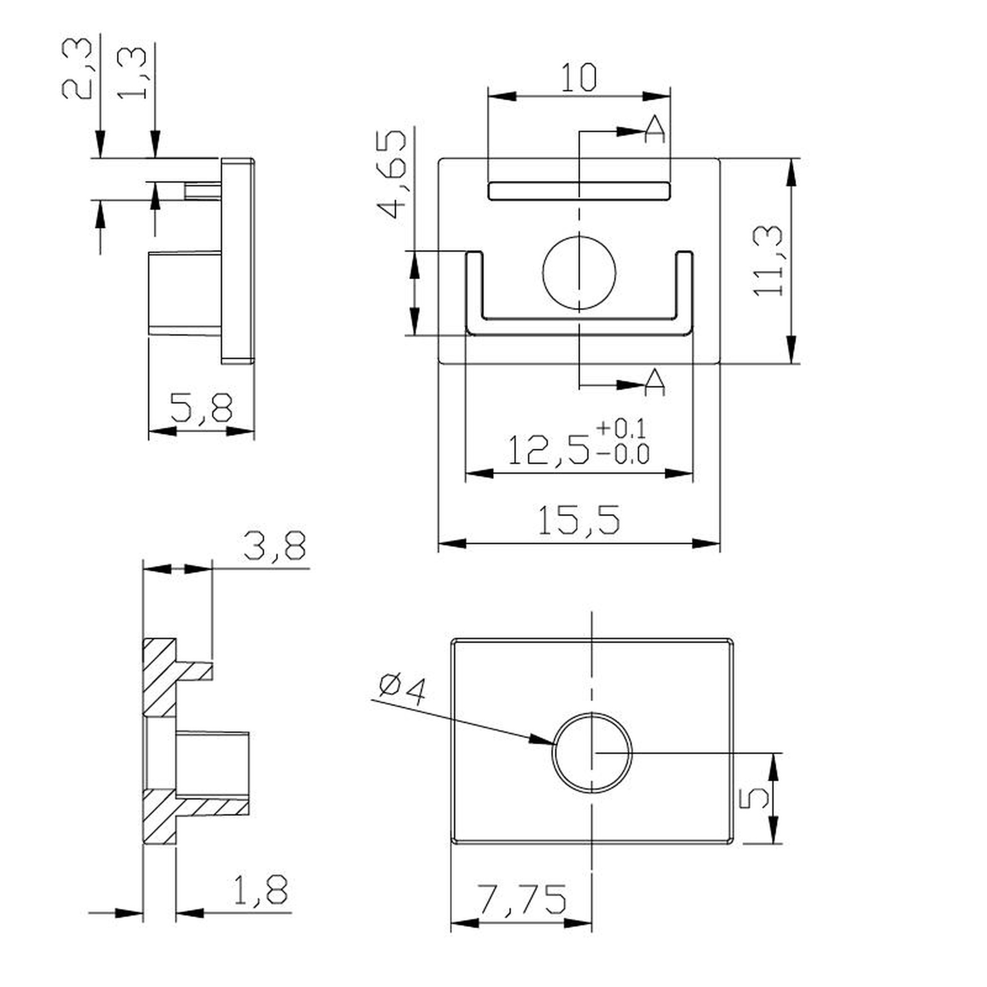 COPERCHIO C/ AGUJ PROFILO ALLUMINIO EMP. 2000*35*11mm