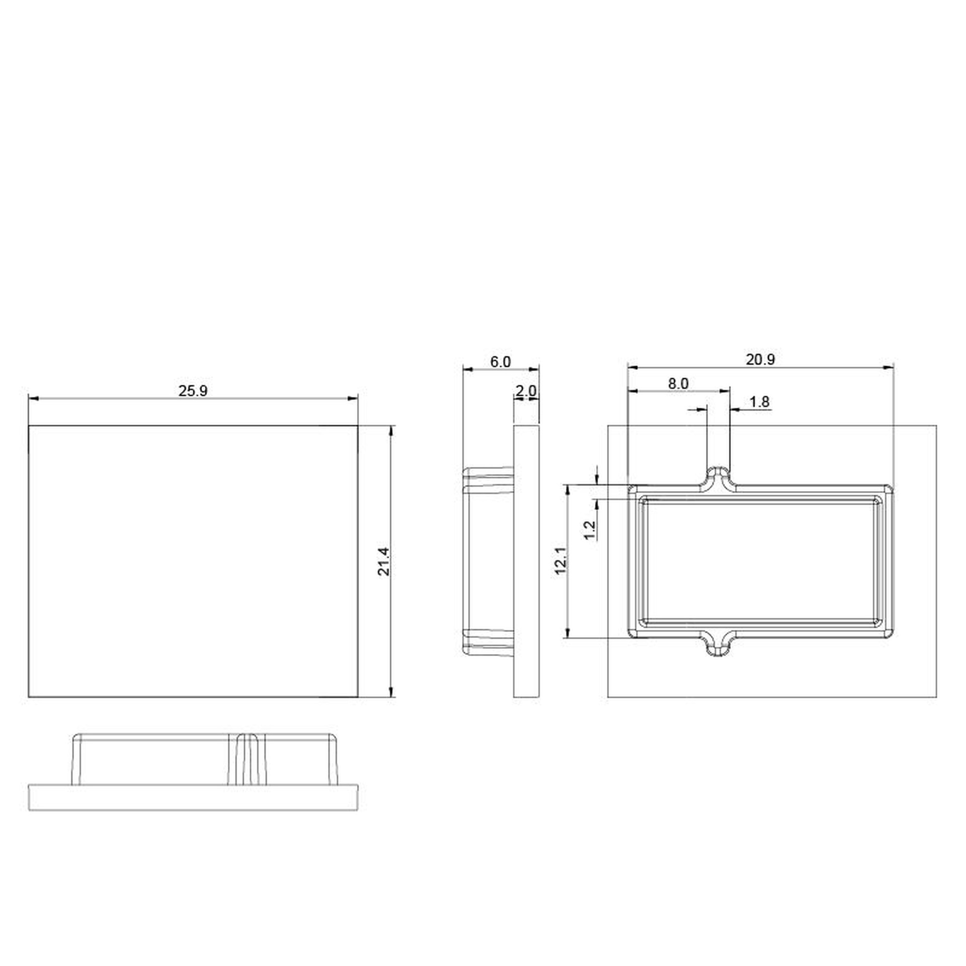 END CAP  FLOOR PROFILE  WITHOUT HOLE 2000*21,3*26mm