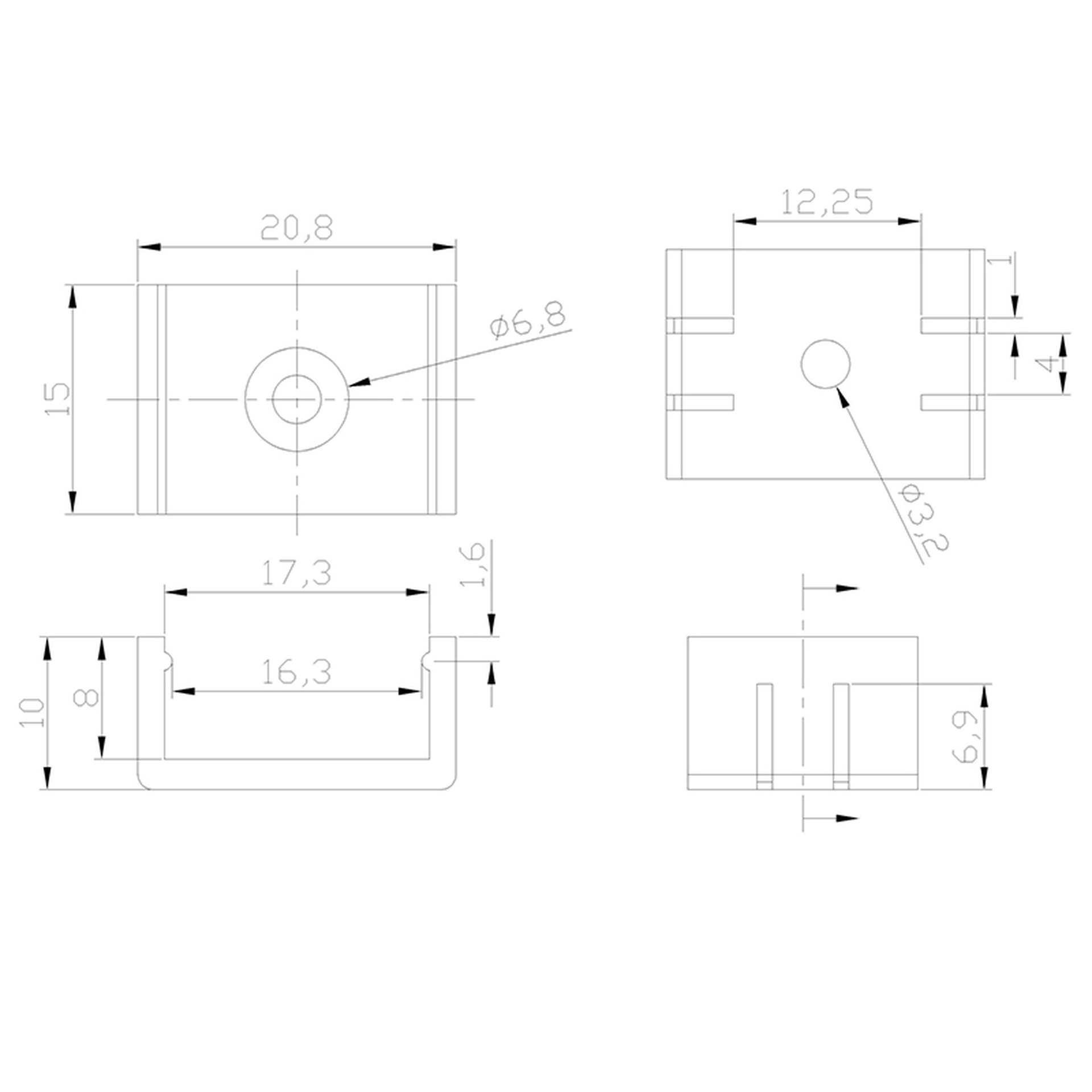 TRANSPARENT FIXING CLIP  PERFIL 2000*17.1*8.5mm