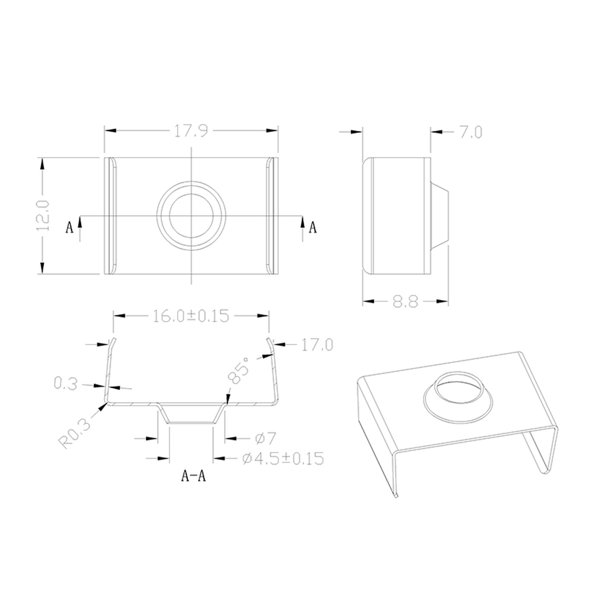 CLIP FISSAGGIO ACCIAIO INOX PROFILO 2000*17.1*8.5mm