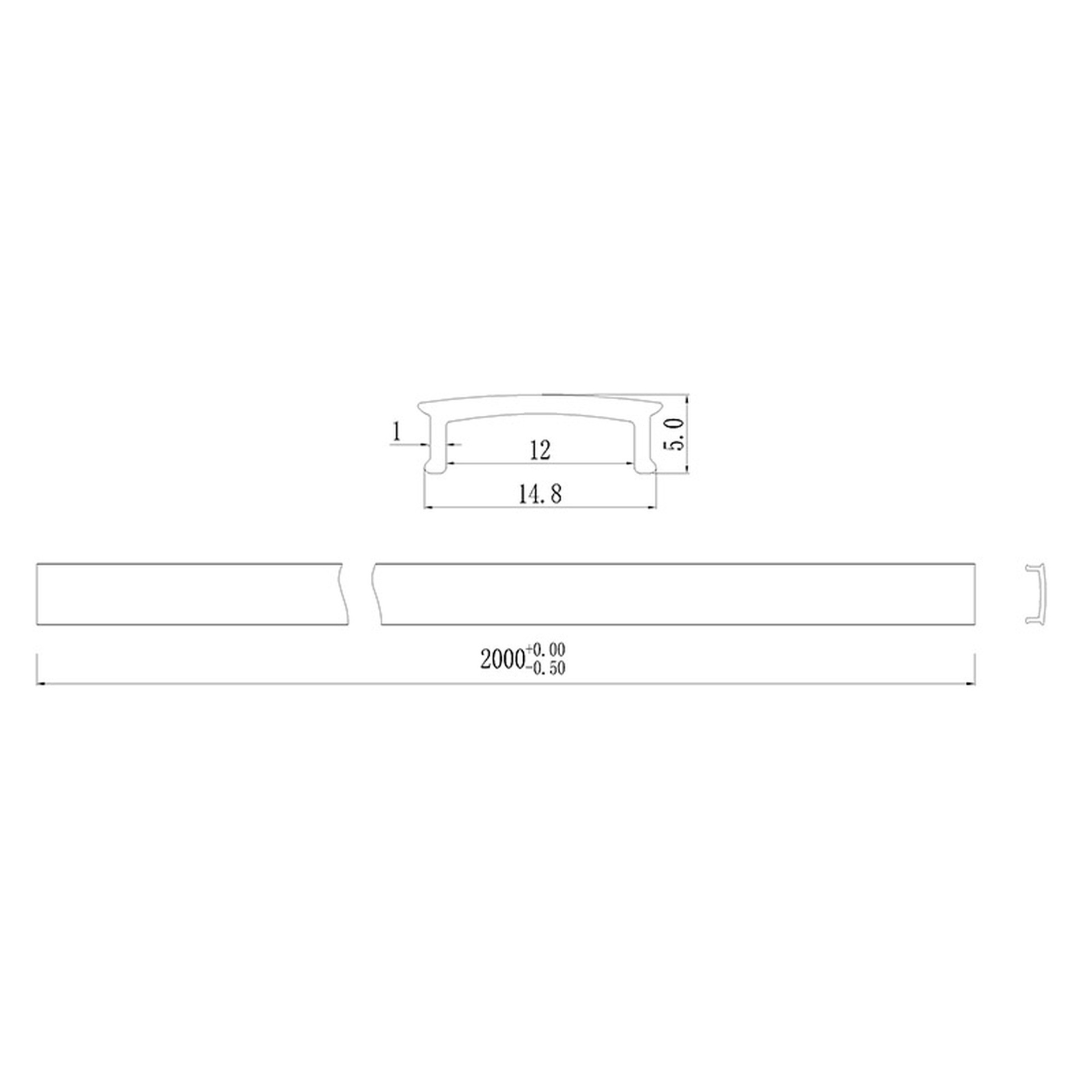 ALMINIUM PROFILE WHITE 2000*17.1*8.5mm