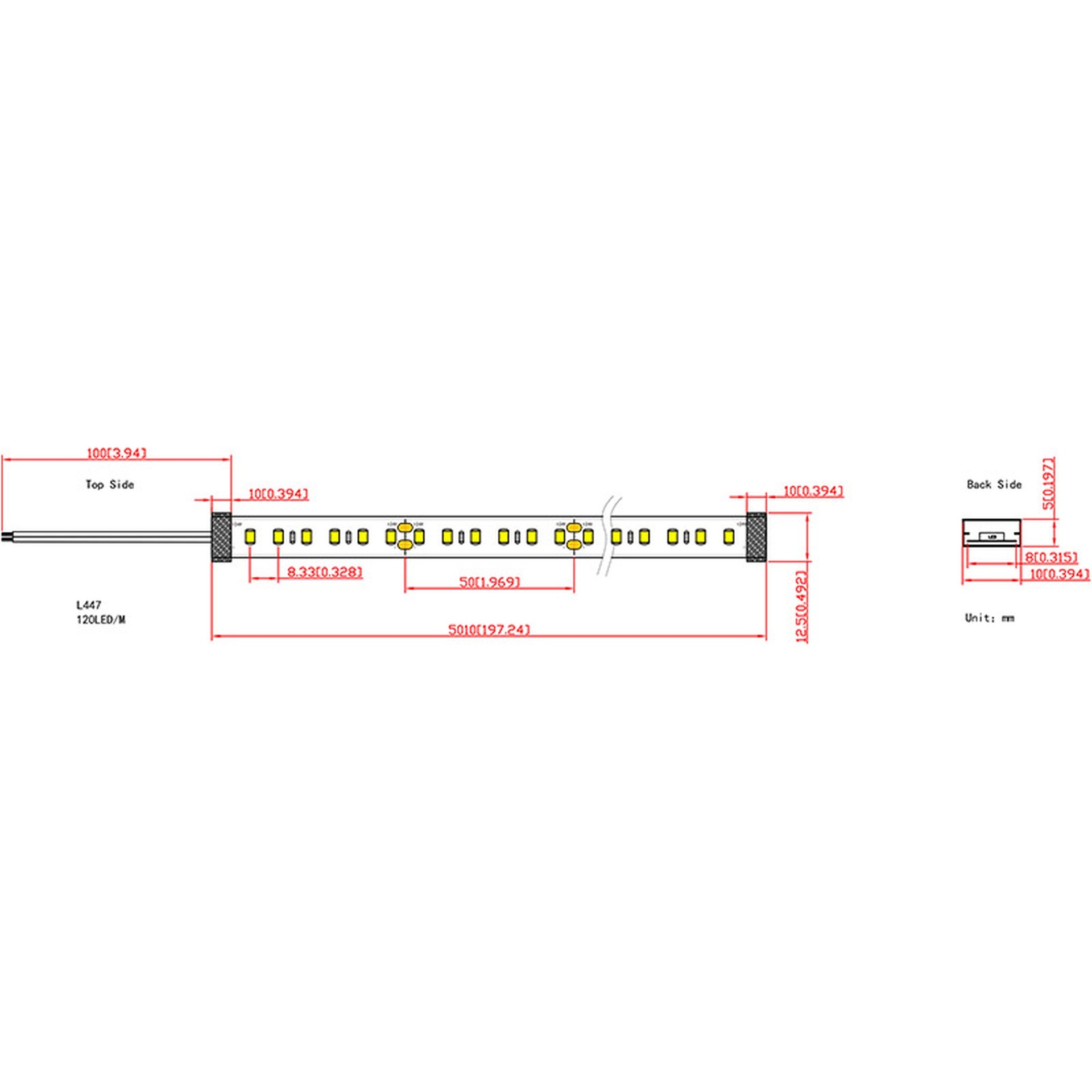 LED STRIP 24V 14,4w/m IP65 4000K ROLLO 5M