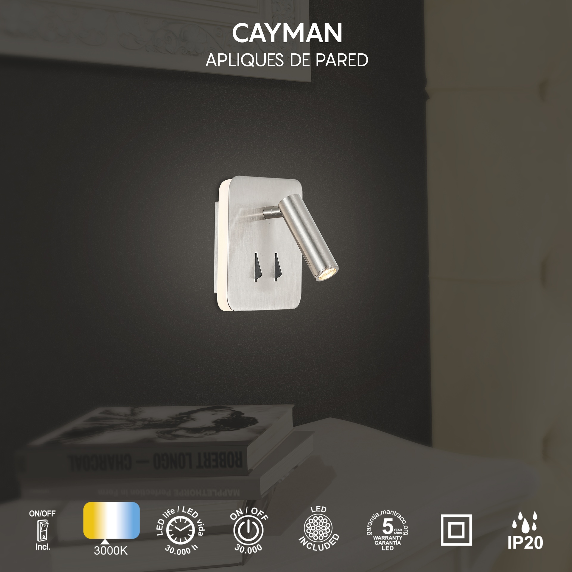Cayman · Wall lights · Satin nickel