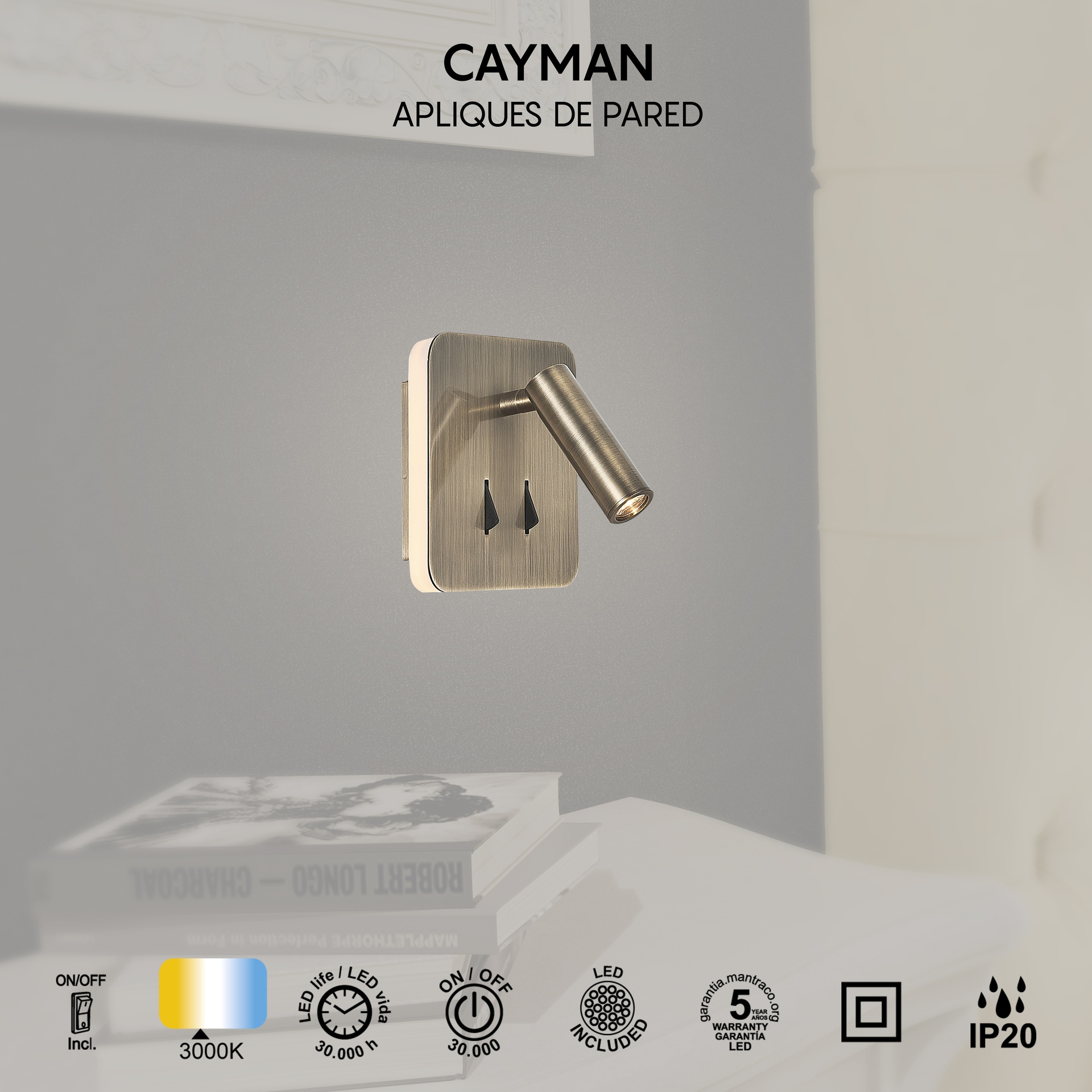Cayman · Luminaires muraux · Laiton vieilli