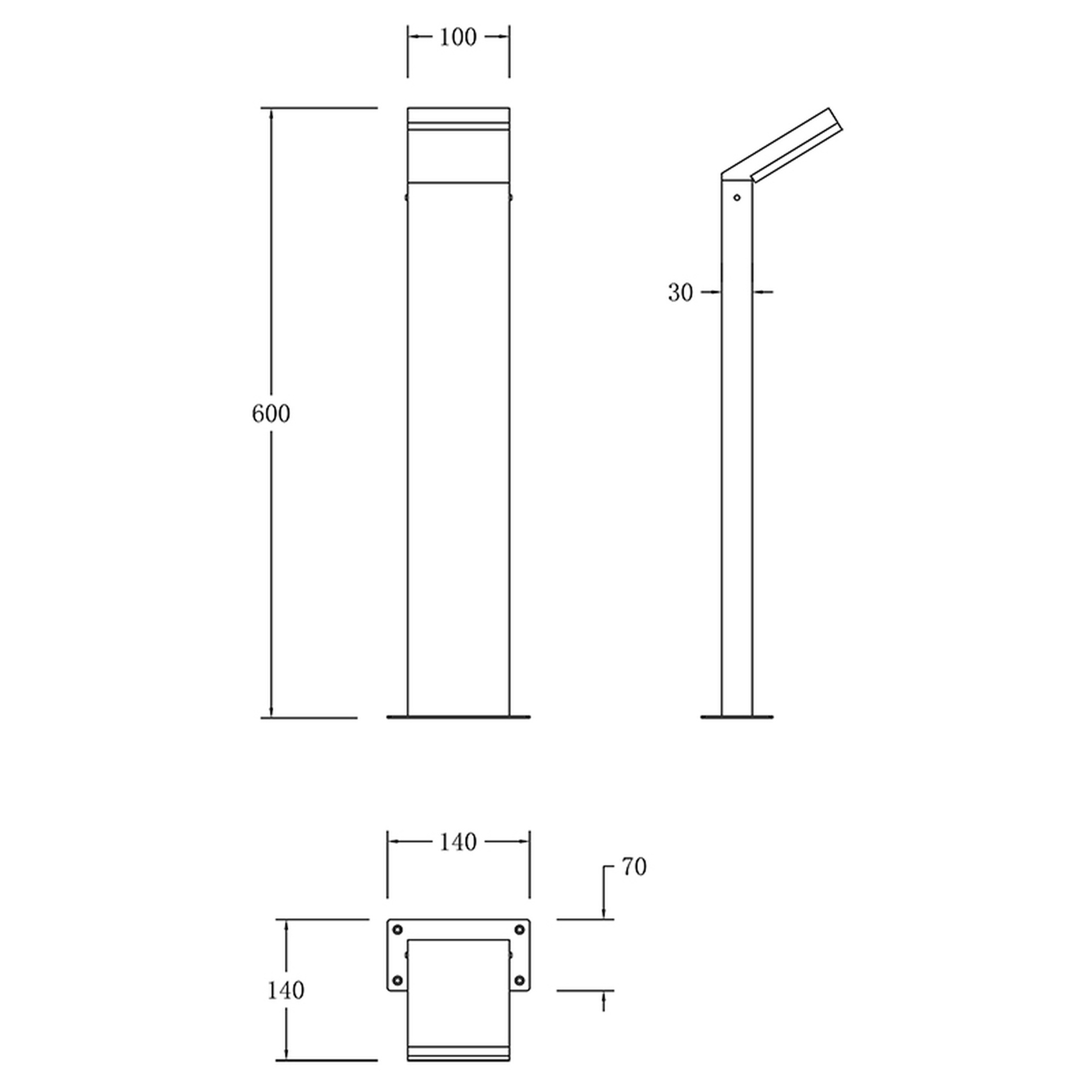 ALPINE * BALISE D'EXTÉRIEUR GRIS FONCÉ IP65 12W 3000K