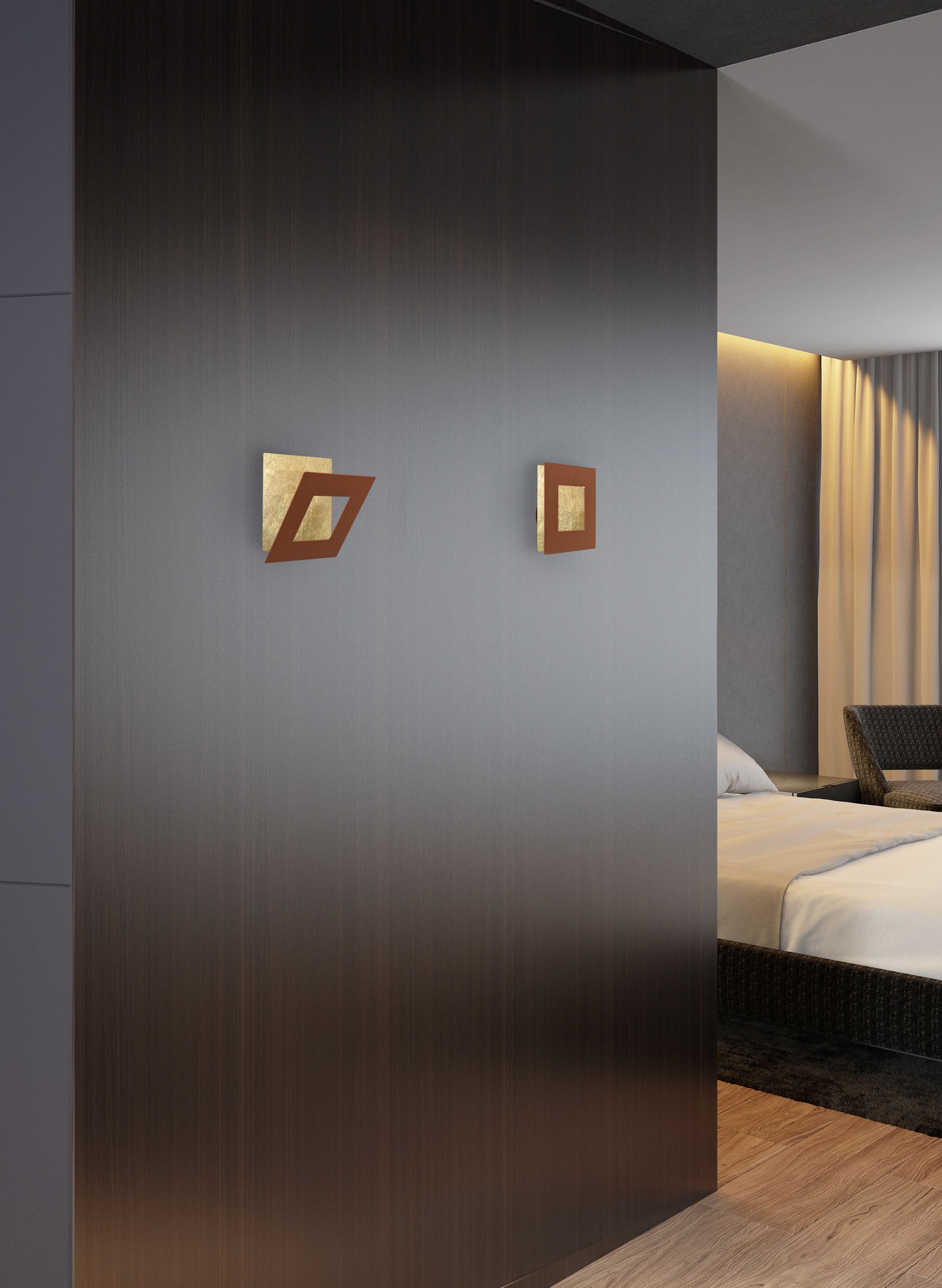 Dalia · Luminarias de pared · Corten / Oro