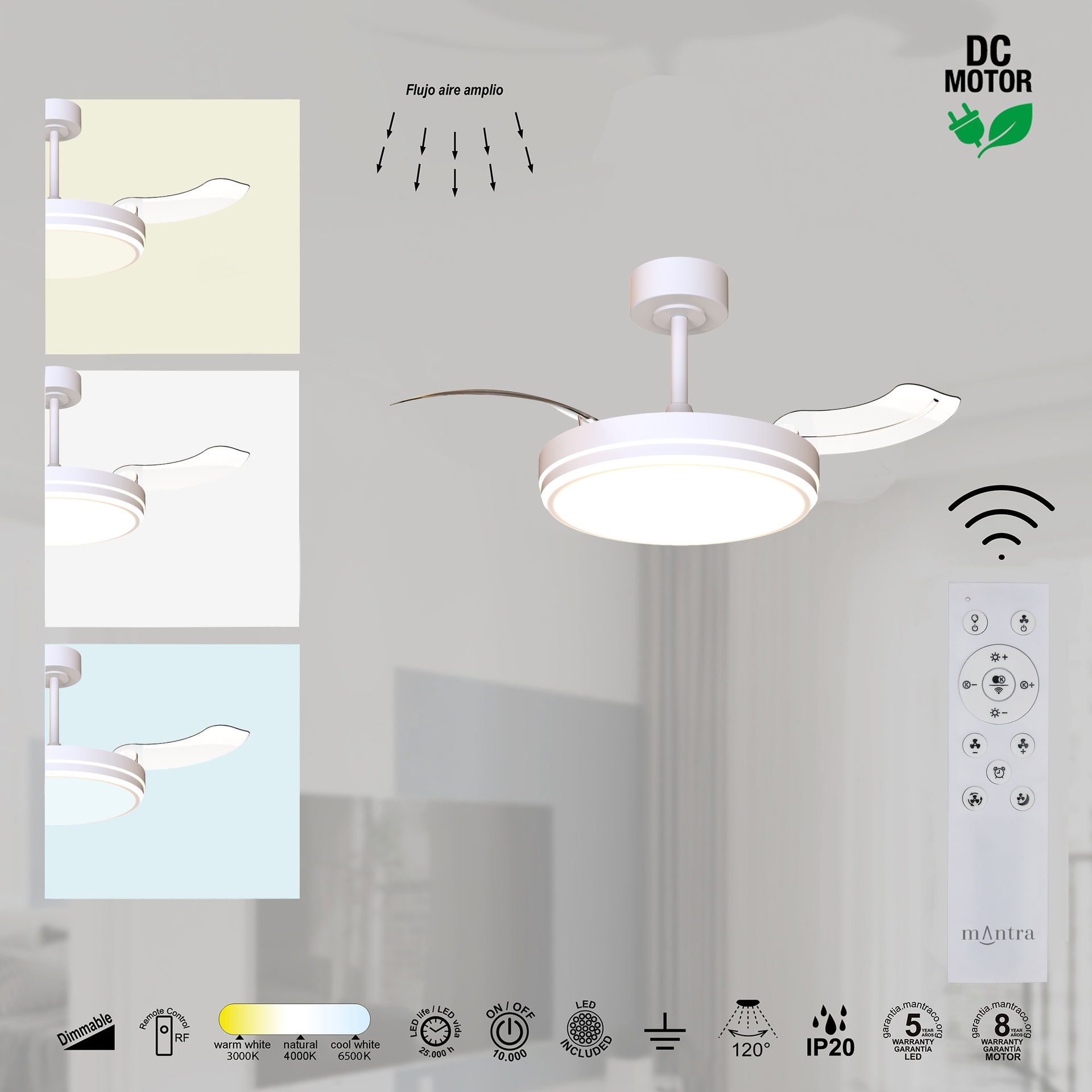 LUNA  S * FAN SMALL LED - WHITE