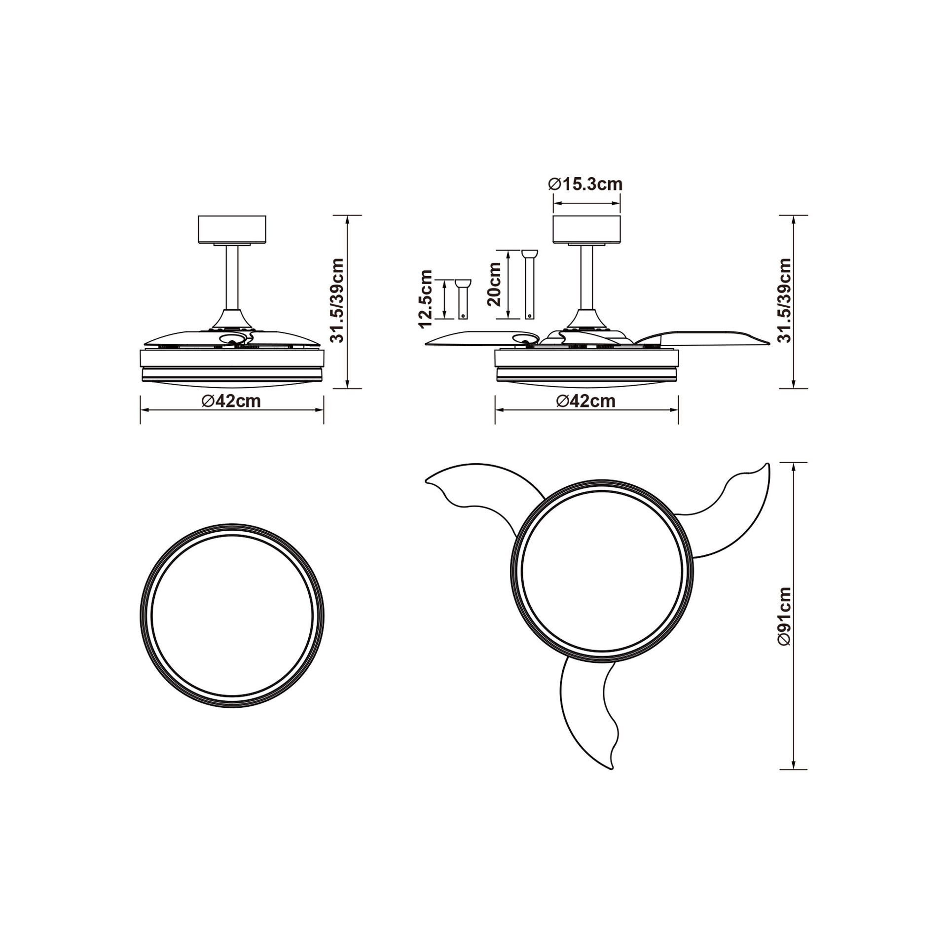 LUNA  S * FAN SMALL LED - WHITE