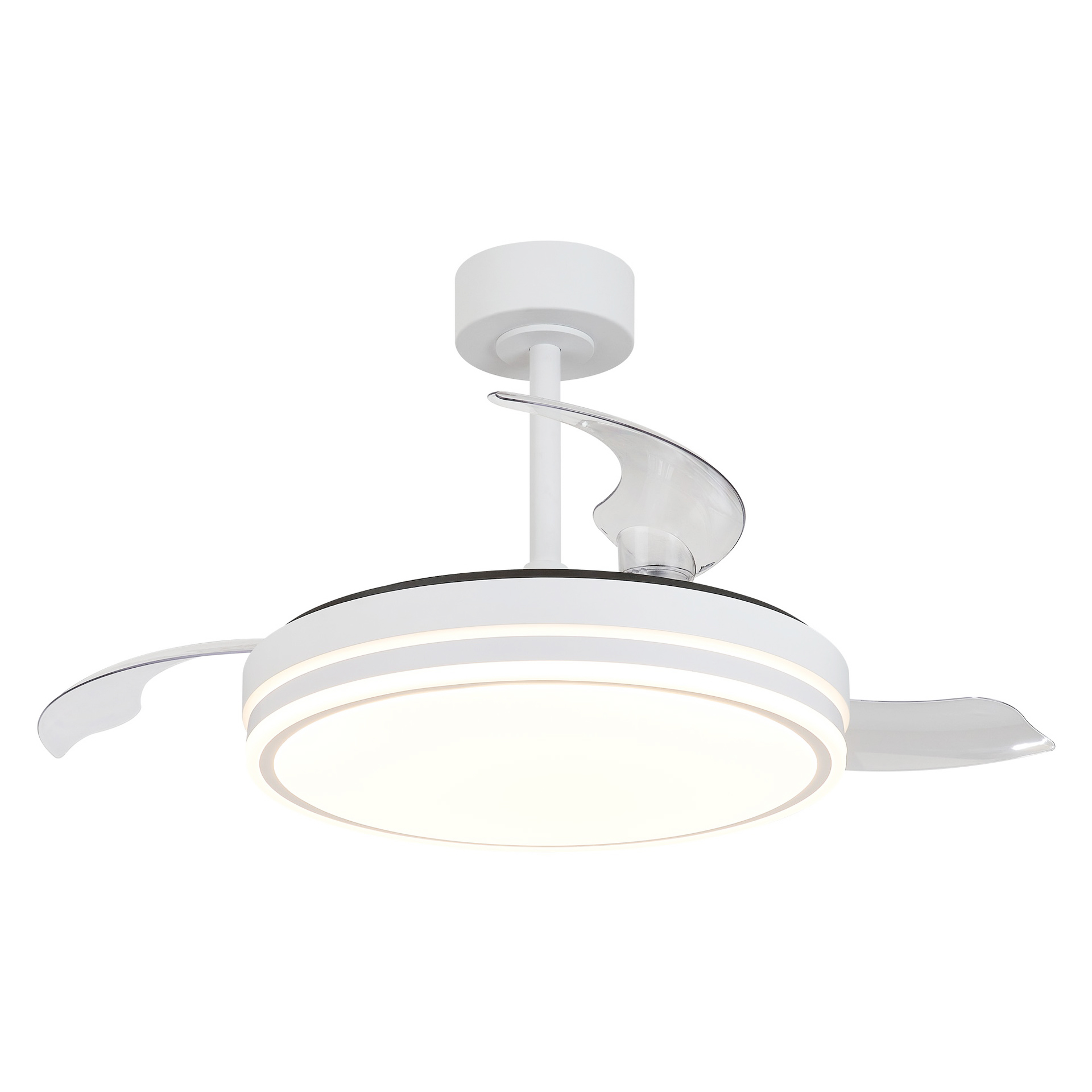 Luna M · Ventilador de aspas desplegables con luz · Blanco