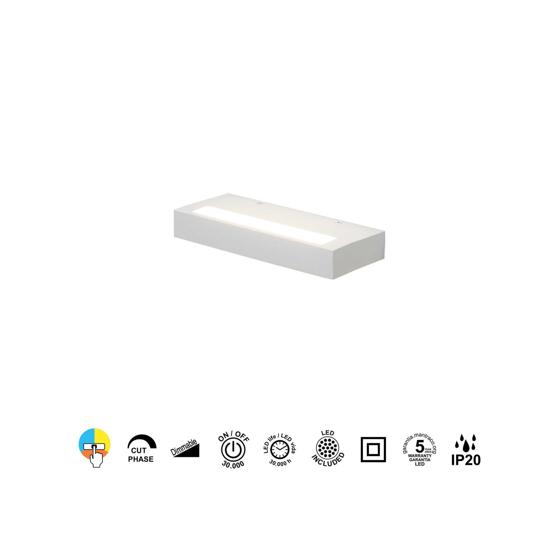 CONIL * WALL LIGHT LED 20W CCT DIM WHITE