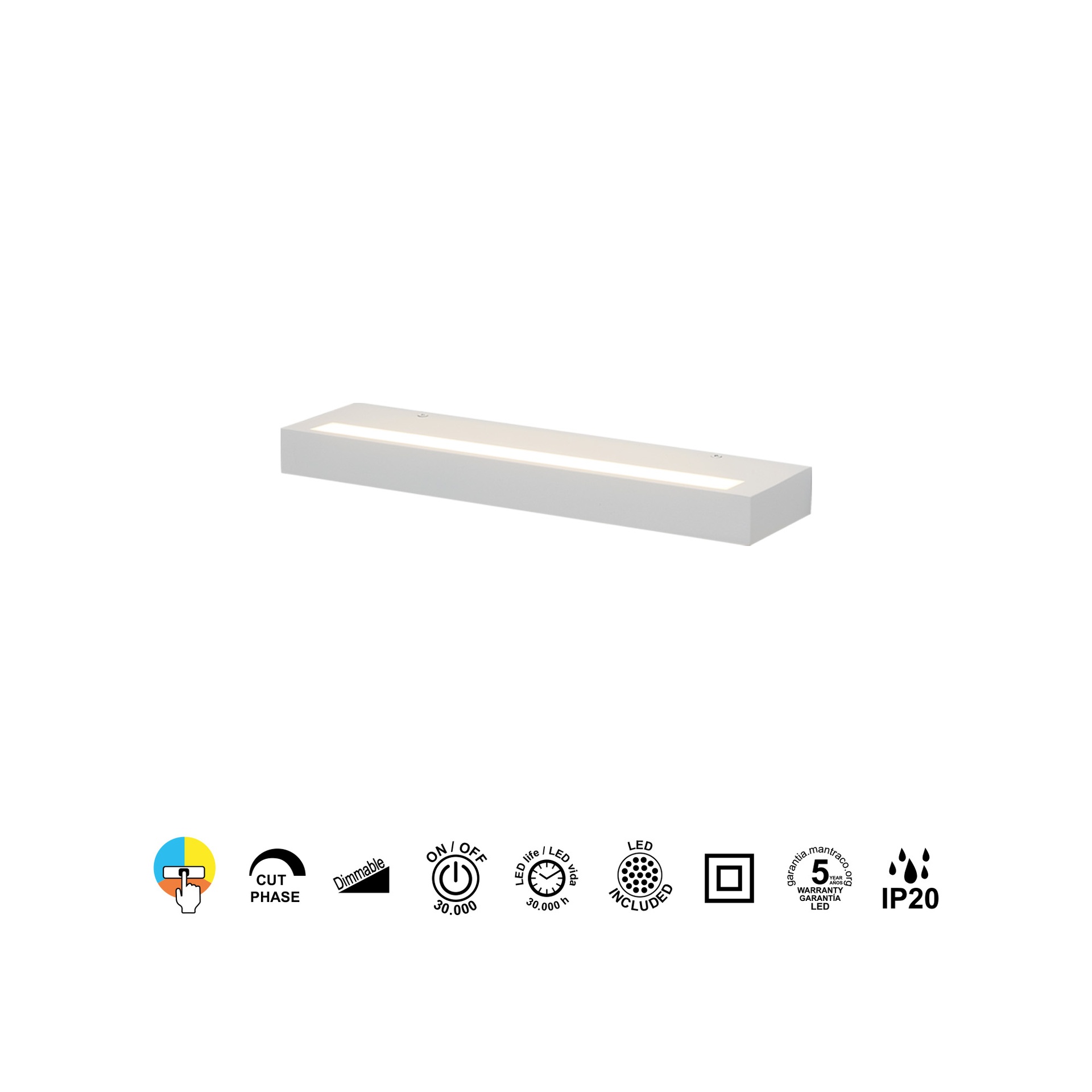 CONIL * WALL LIGHT LED 30W CCT DIM WHITE