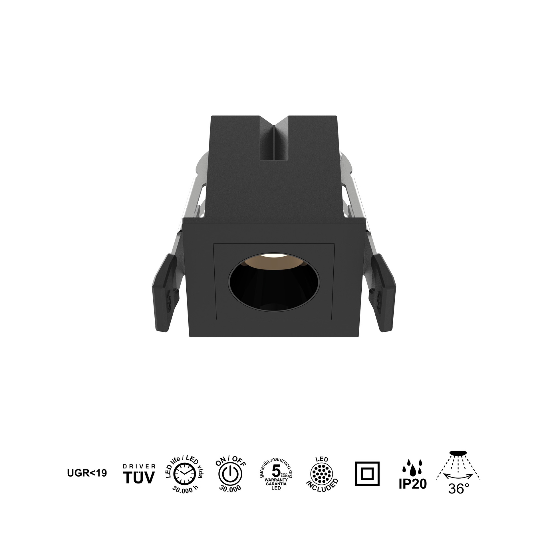BLAU * RECCESSED SPOT 1L 3W 3000K BLACK