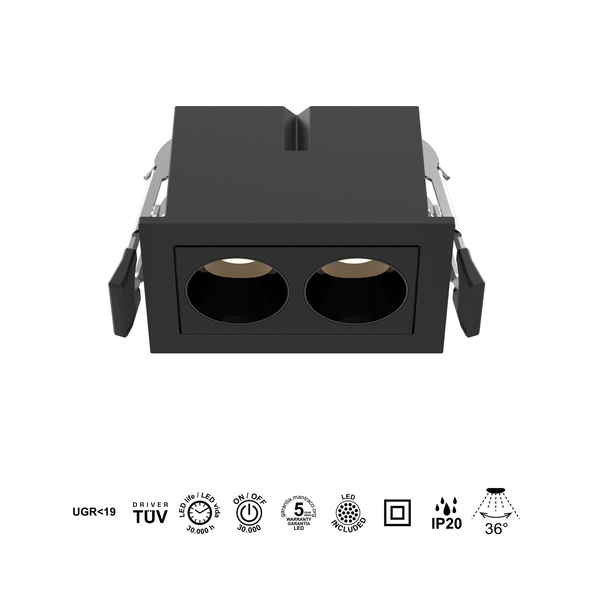 BLAU * RECCESSED SPOT 2L 6W  3000K BLACK