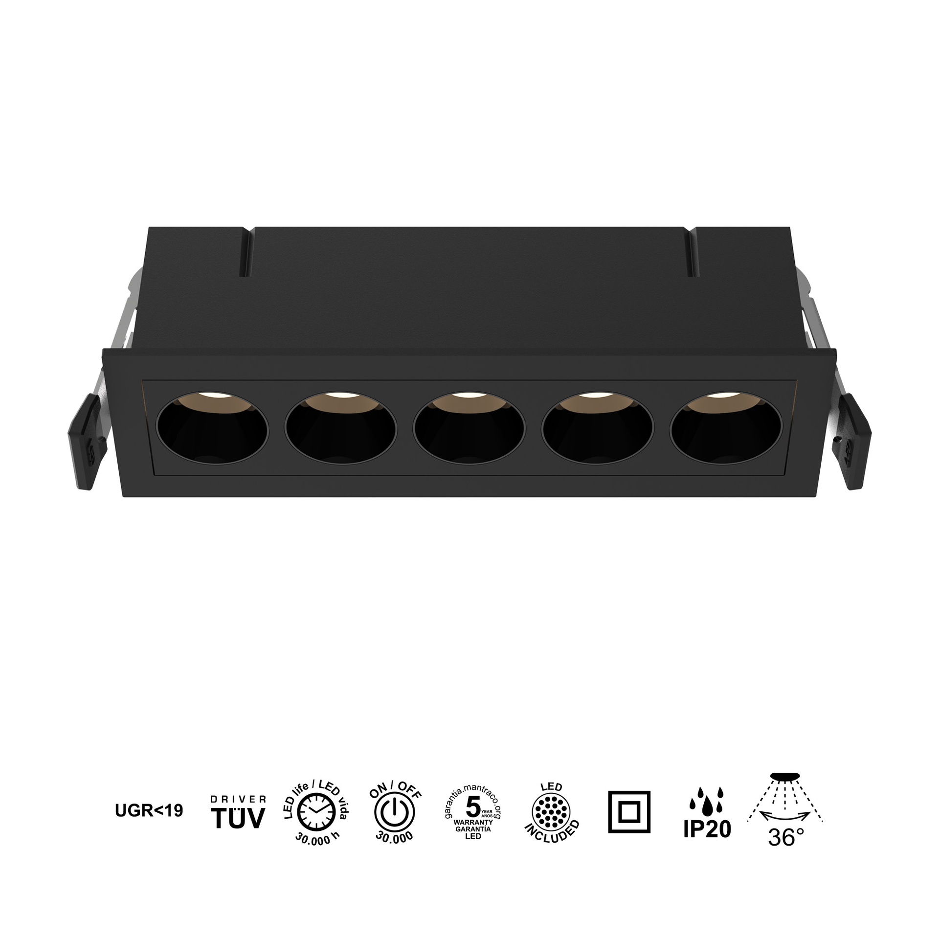 Blau · Recessed lights · Black