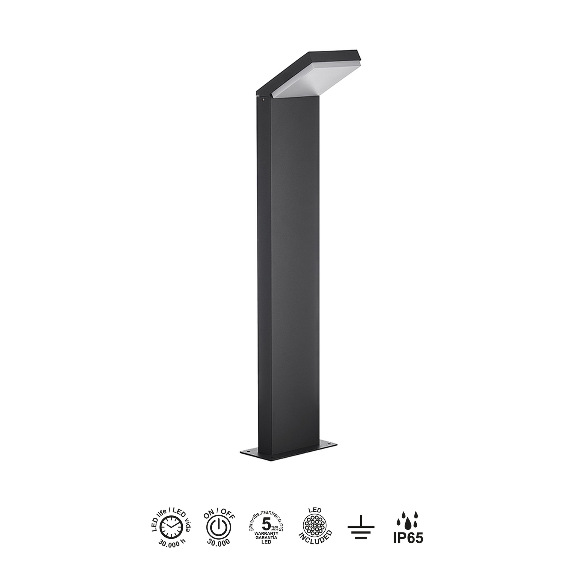 ALPINE * BALISE D'EXTÉRIEUR GRIS FONCÉ IP65 12W 3000K