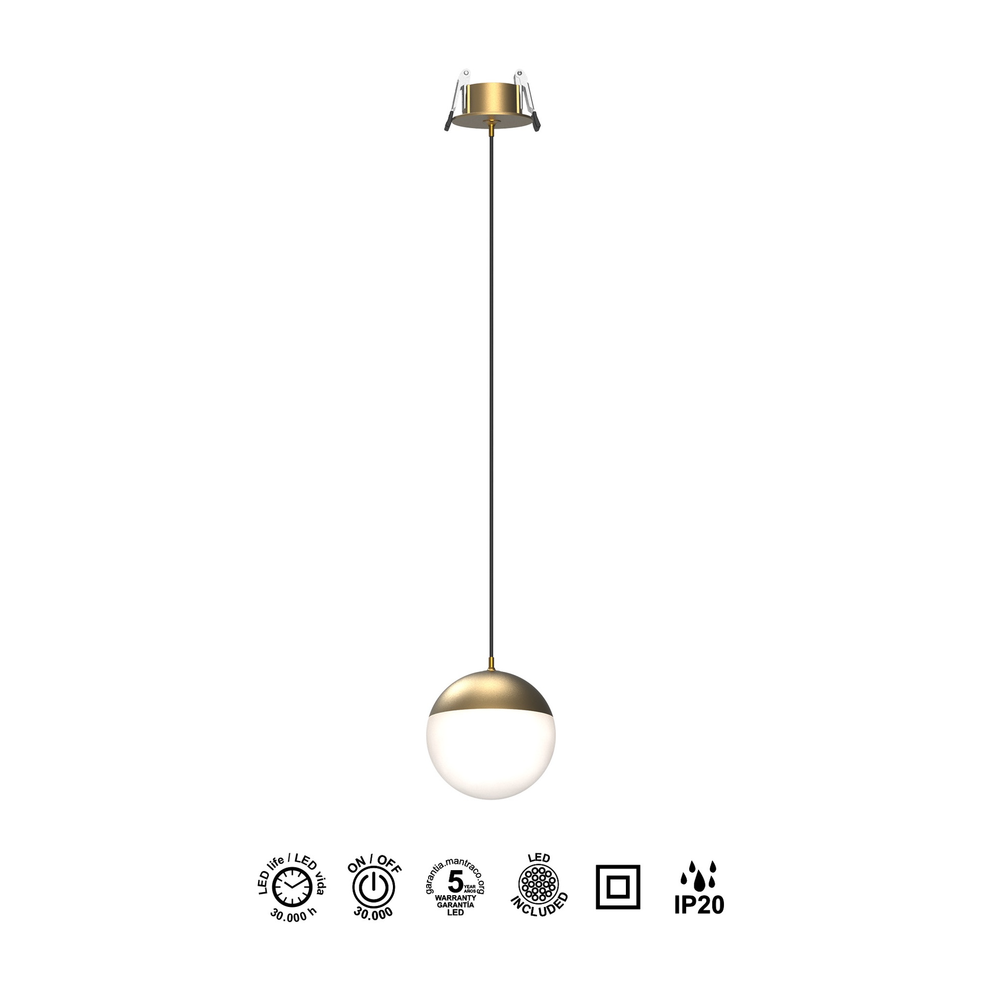 KILDA * COLGANTE LED 10W 3000K EMPOTRADO ORO