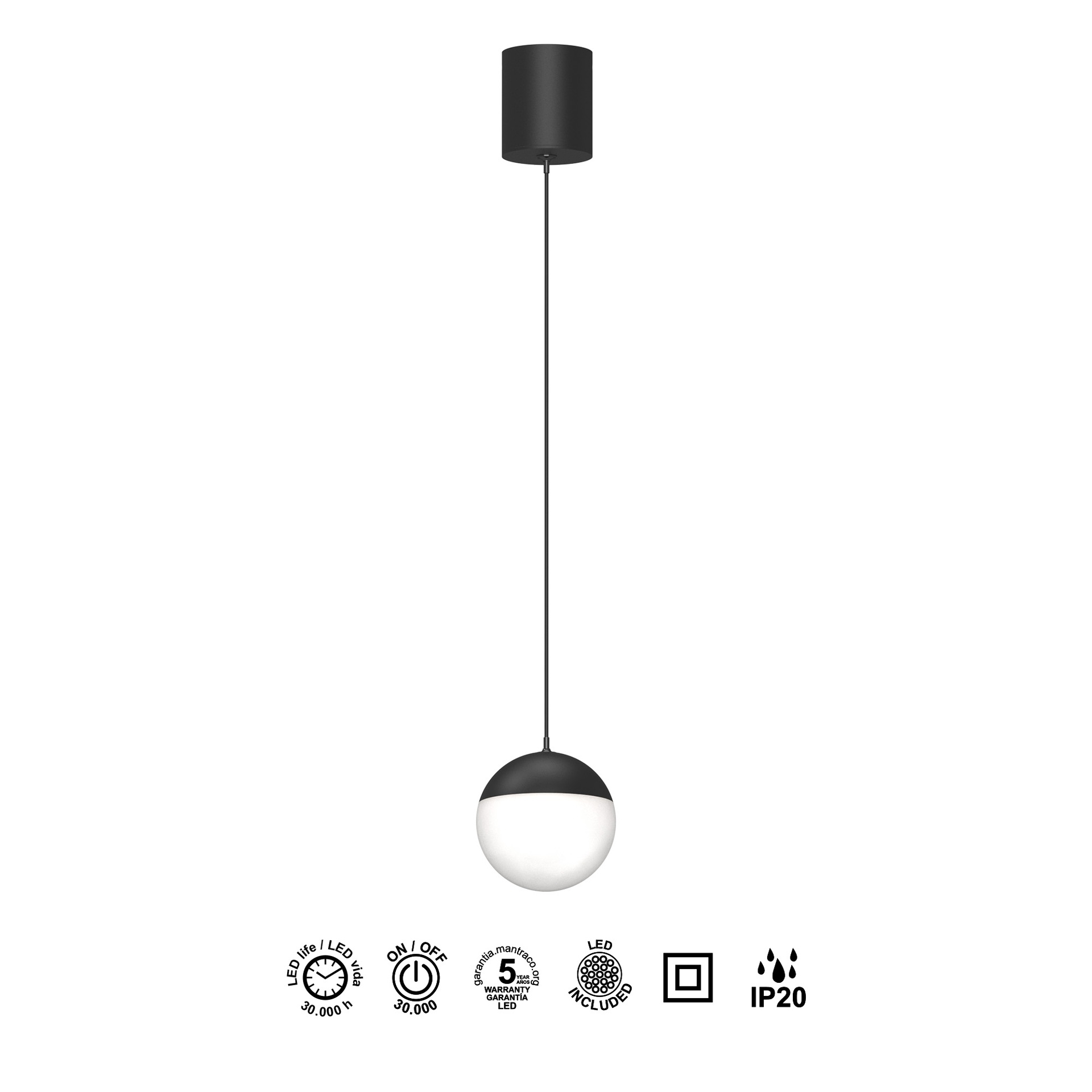 KILDA * LED PENDANT 10W 3000K SUPERFICIE BLACK