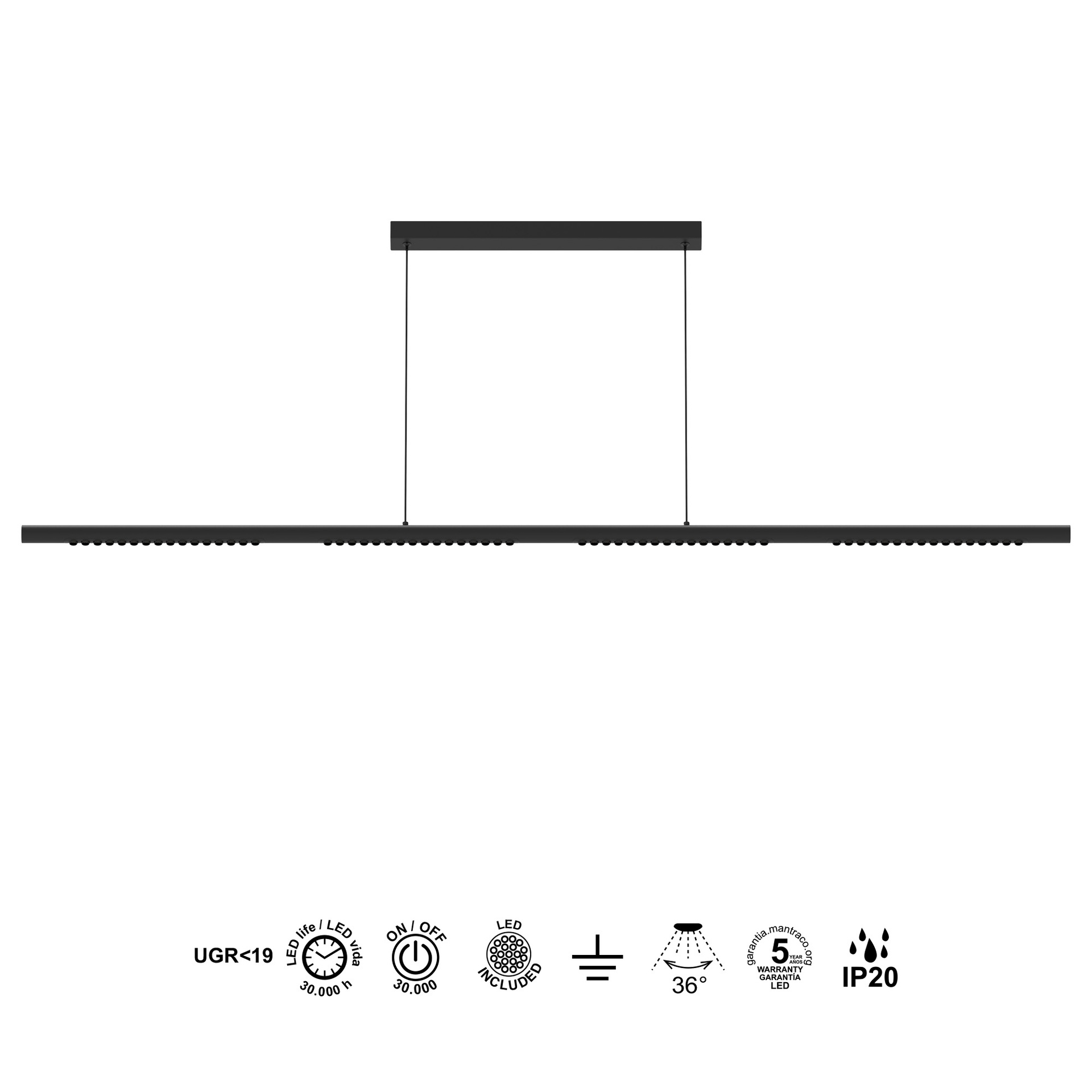 MECA * LINEAL PENDANT 38W 3000K BLACK