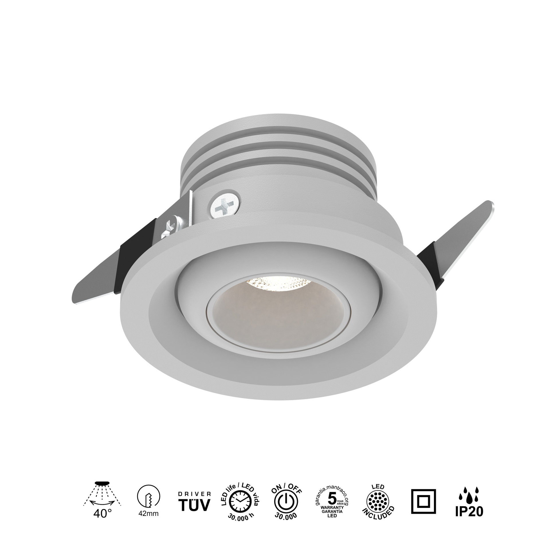 NEPTUNO * MINI RECESSED BASC. 3W 3000K WHITE