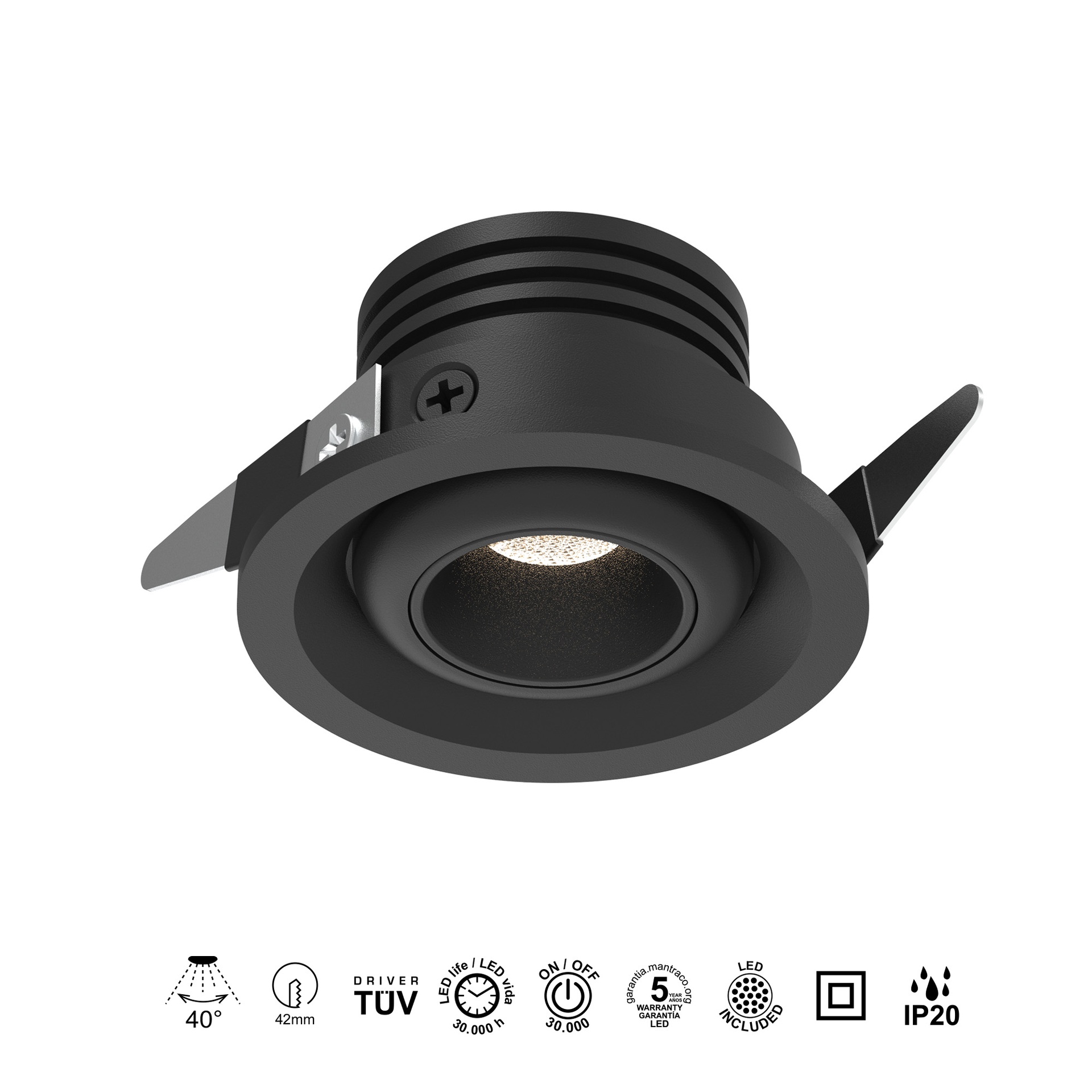 NEPTUNO * MINI RECESSED BASC. 3W 3000K BLACK