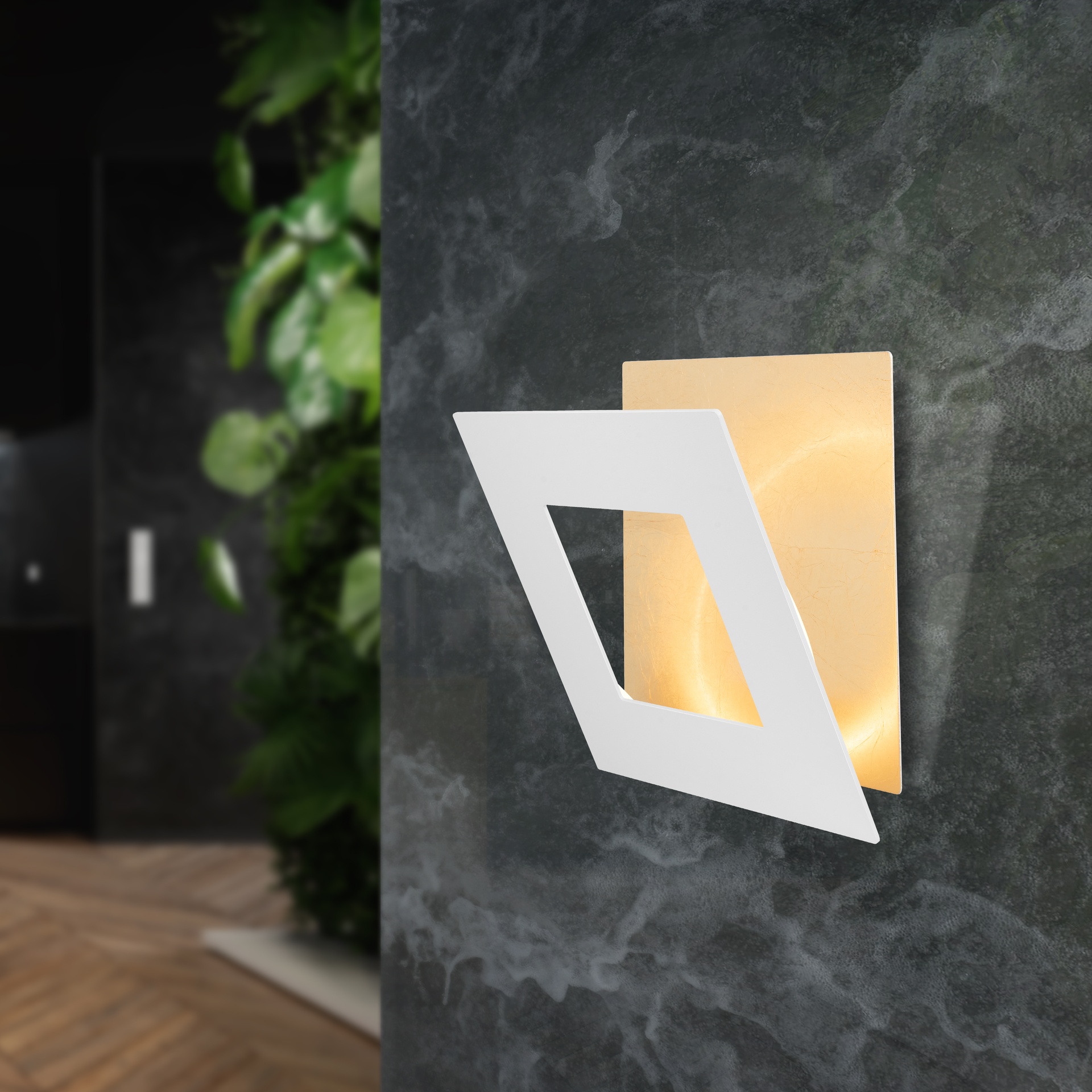 DALIA * SQUARE WALL LAMP 24W - GOLD + WHITE