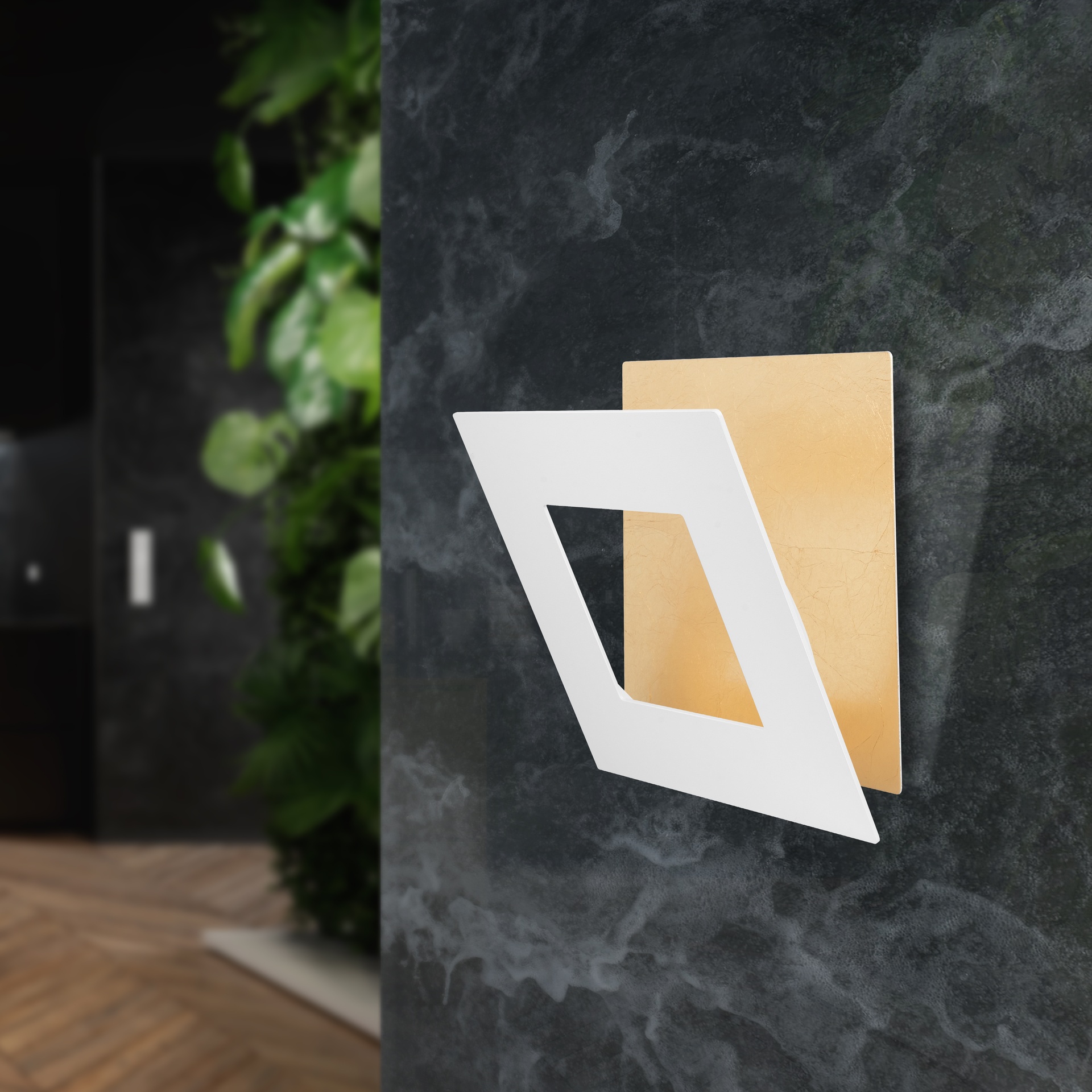 DALIA * SQUARE WALL LAMP 24W - GOLD + WHITE
