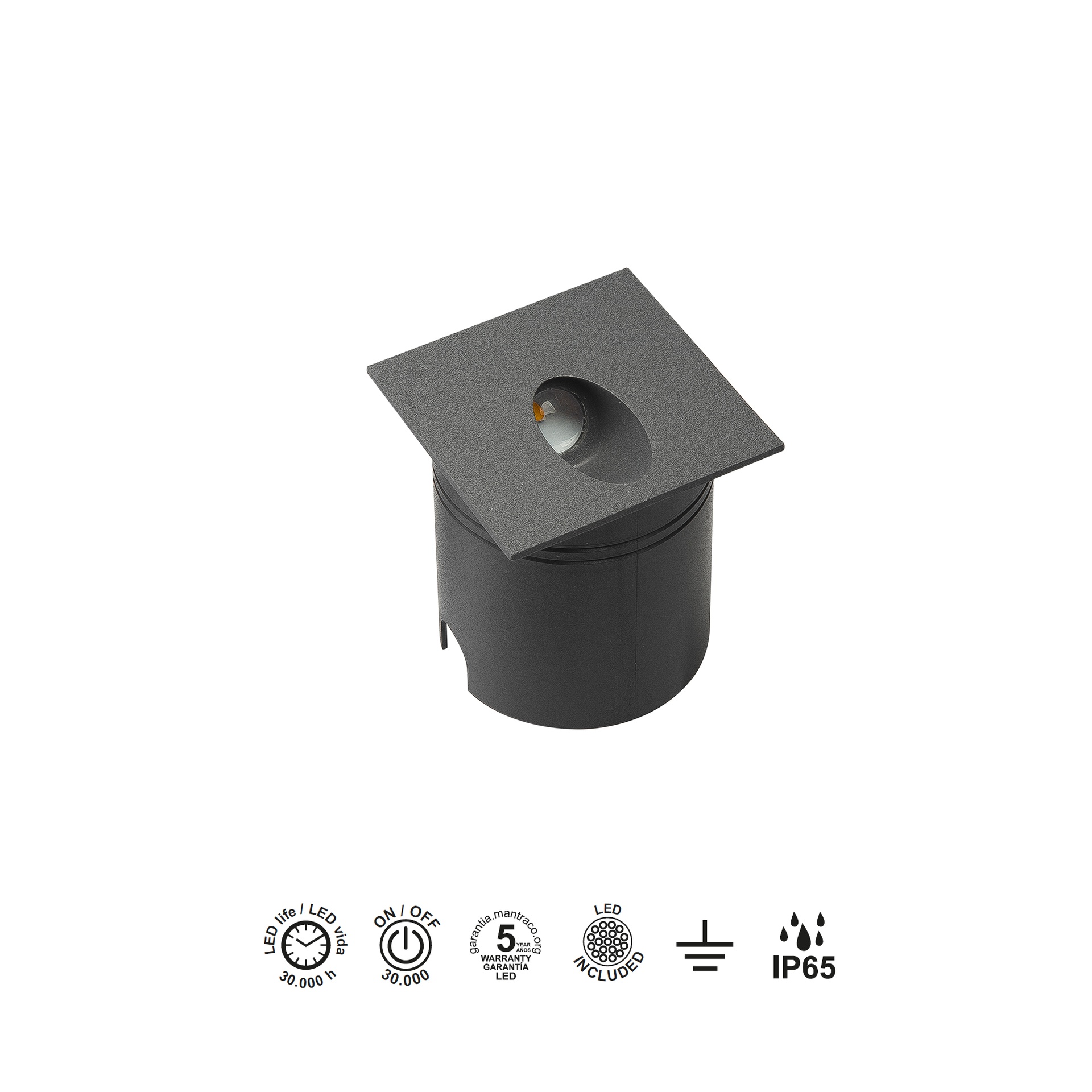 ASPEN * STEP LIGHT  (SQUARE)  3W 3000K DARK GREY
