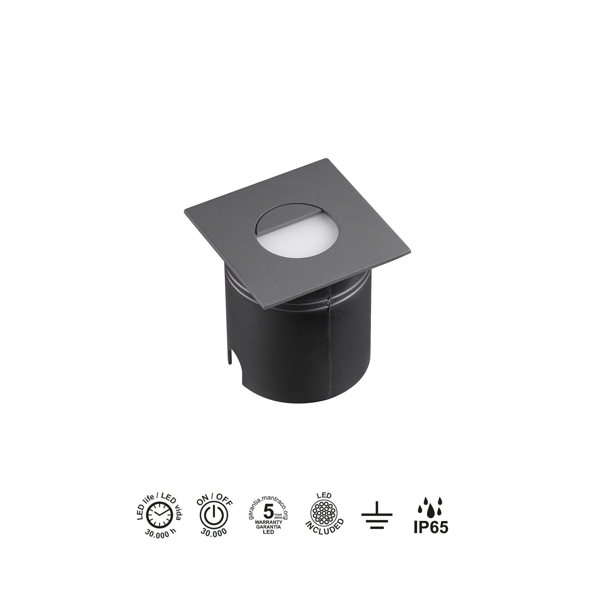 ASPEN * STEP LIGHT  (SQUARE)  3W 3000K DARK GREY