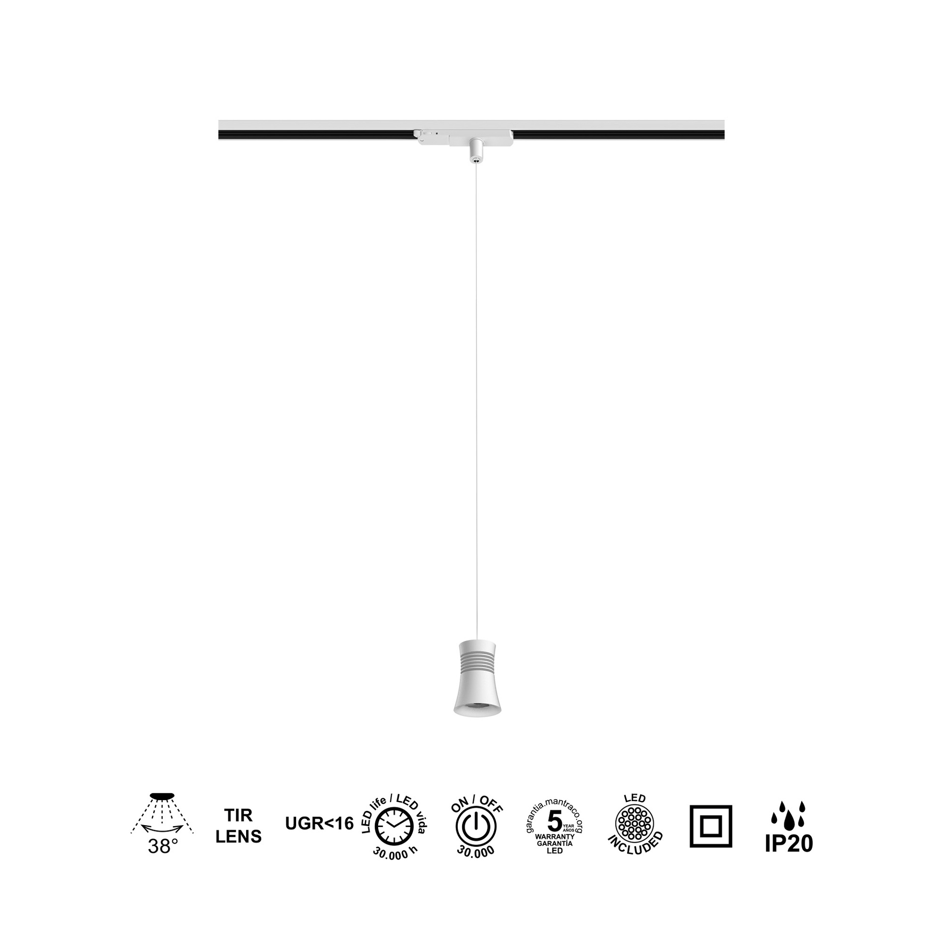 ***OFER/DES*** PAGODA * SOSPESO LED BINARIO TRIFASICO 12,5W 3000K BIANCO