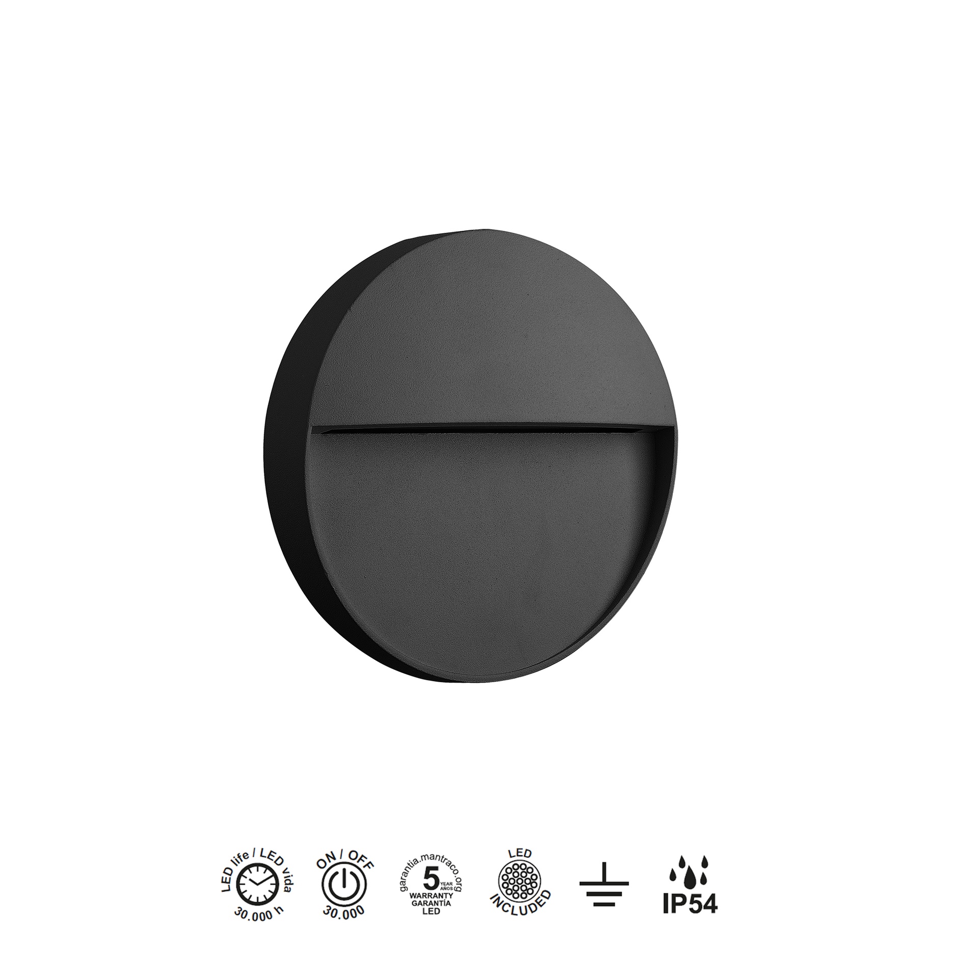 BAKER * STEP LIGHT  (ROUND)  3W 3000K DARK GREY