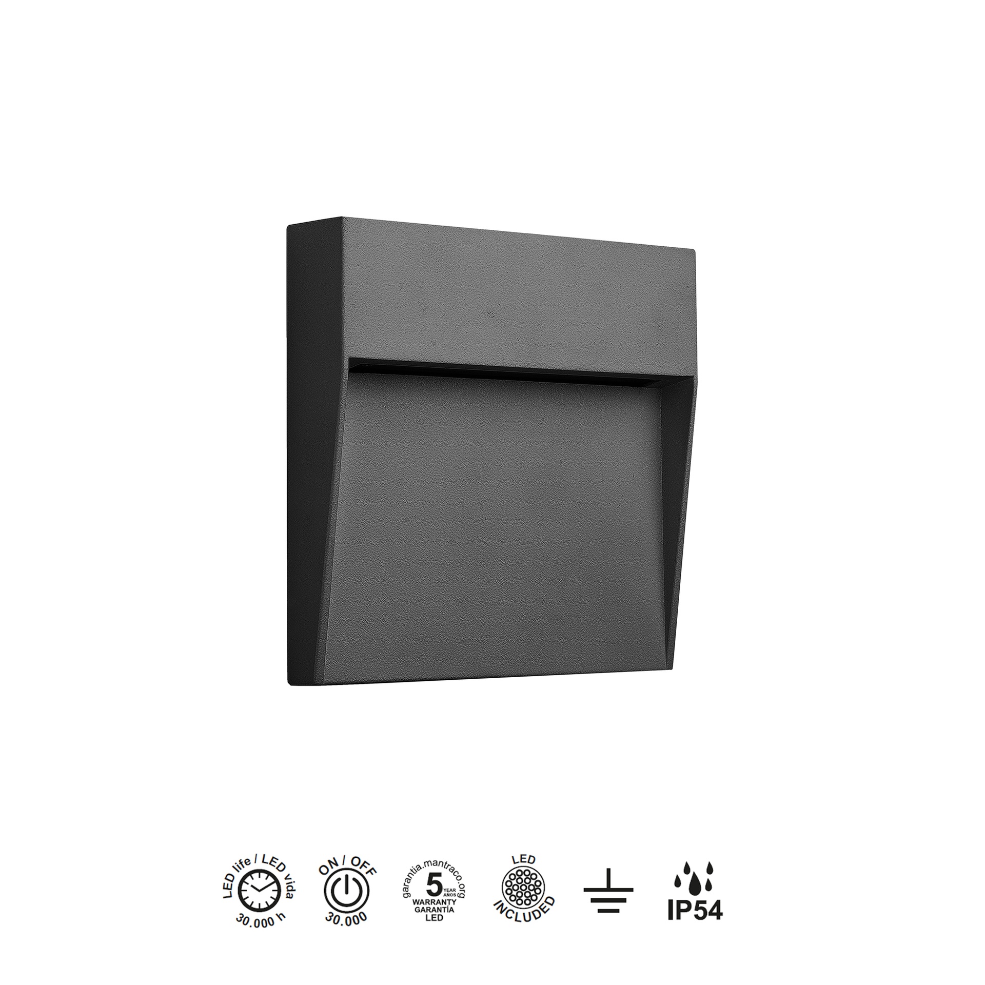 BAKER * STEP LIGHT  (SQUARE)  6W 3000K DARK GREY